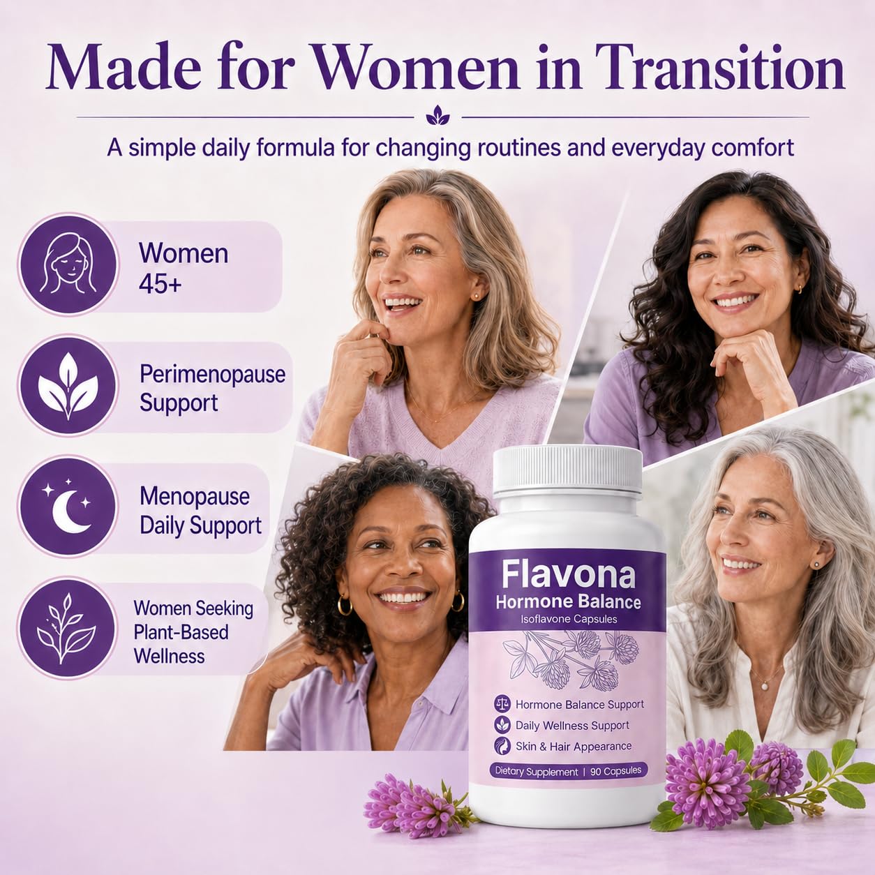 Flavona Hormone Balance for Women Capsules, 90 Count, Non-GMO
