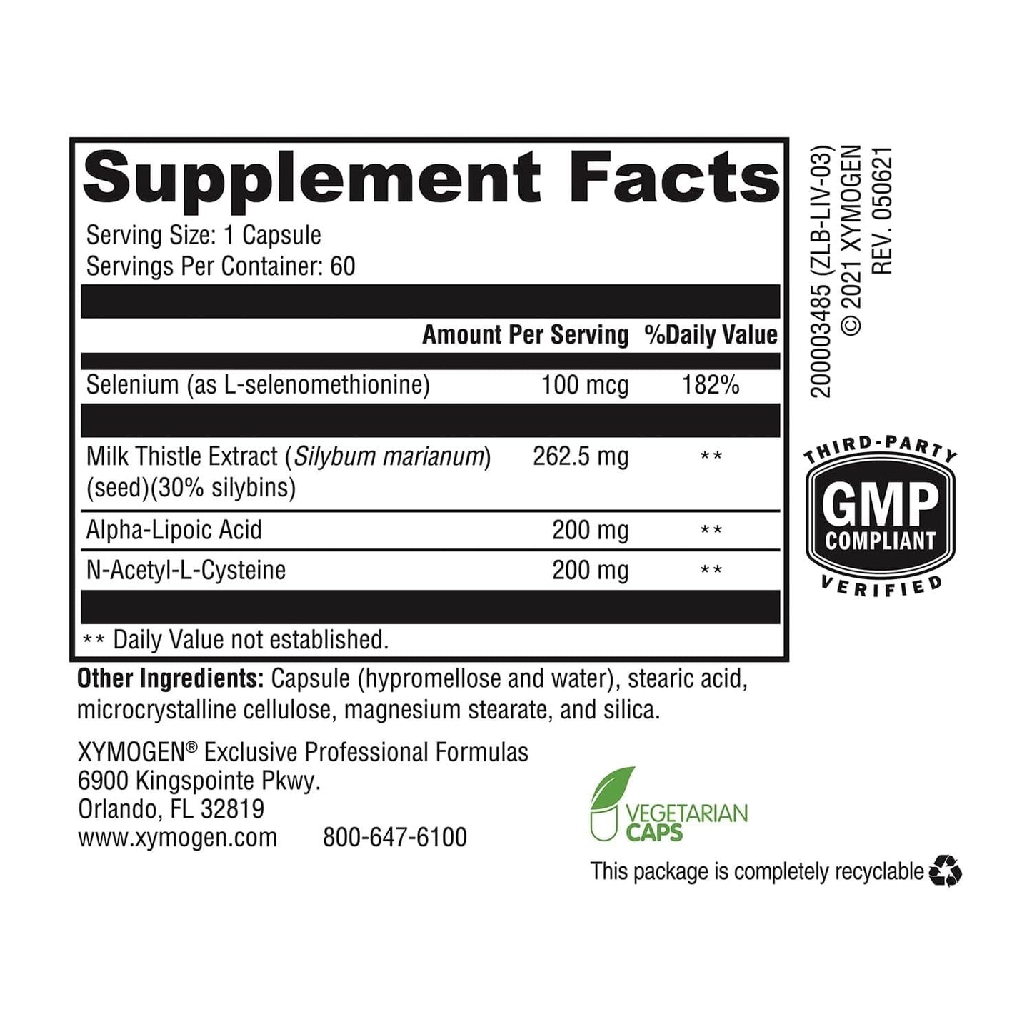XYMOGEN Liver Protect Capsules 60 Count
