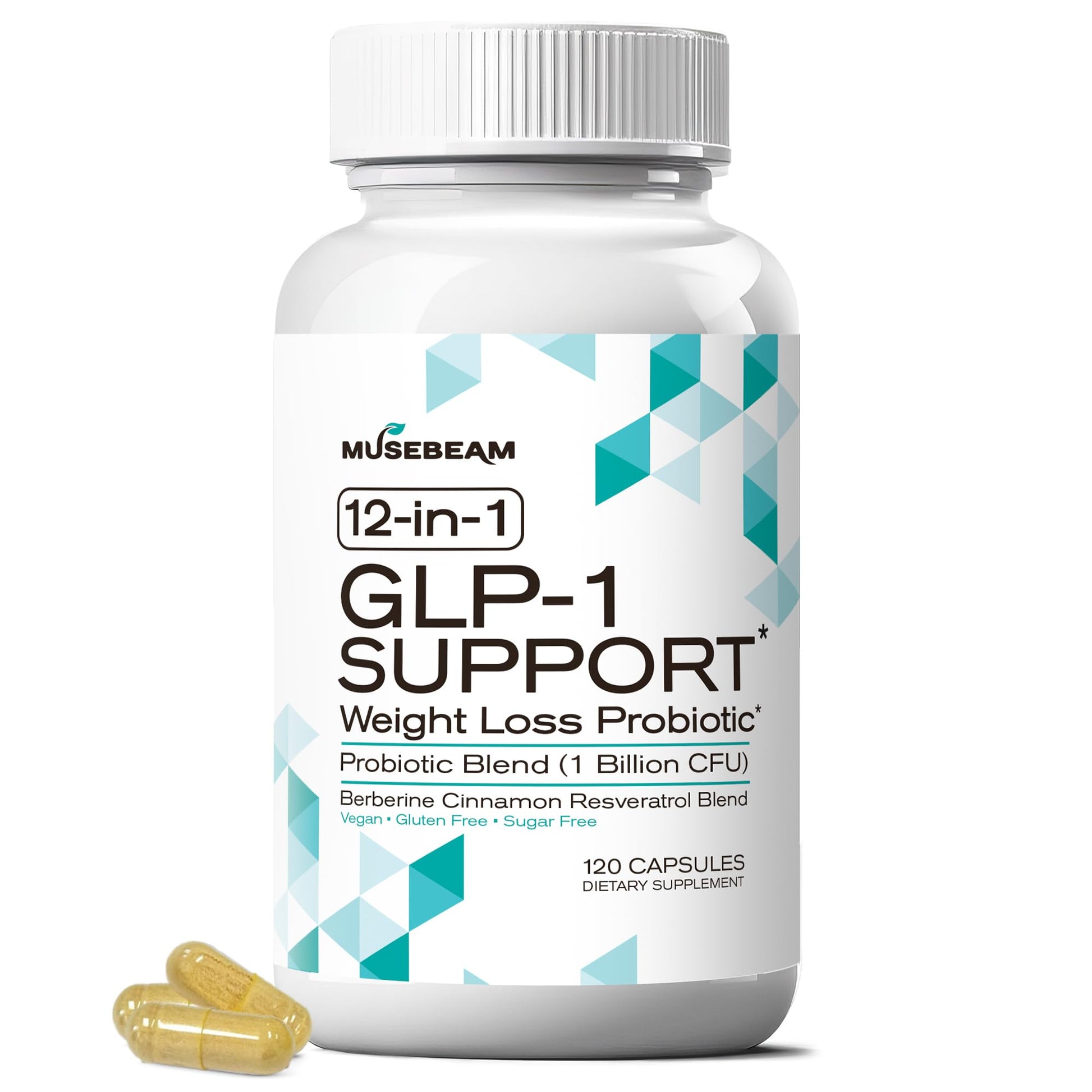 musebeam GLP-1 Support Probiotic Weight Loss Supplement with Berberine Capsule 120 Count