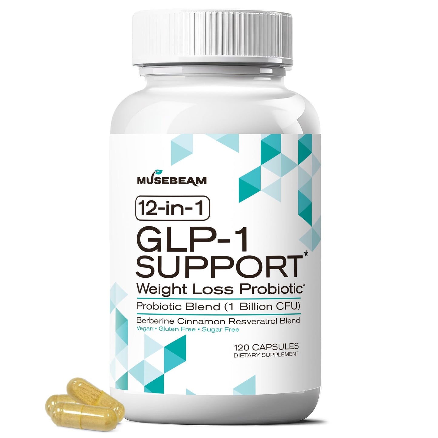 Musebeam GLP-1 Support Probiotic Weight Loss Supplement with Berberine Capsules 120