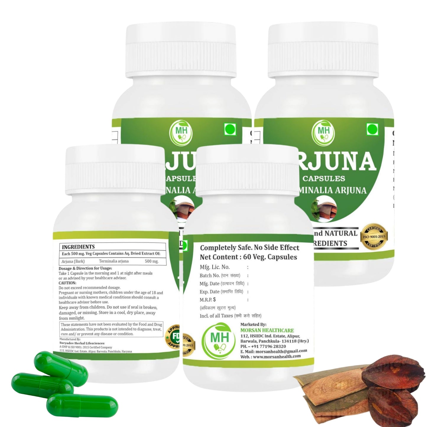 Morsan Healthcare Arjuna Extract 500mg Capsule, 240 Veg Capsules