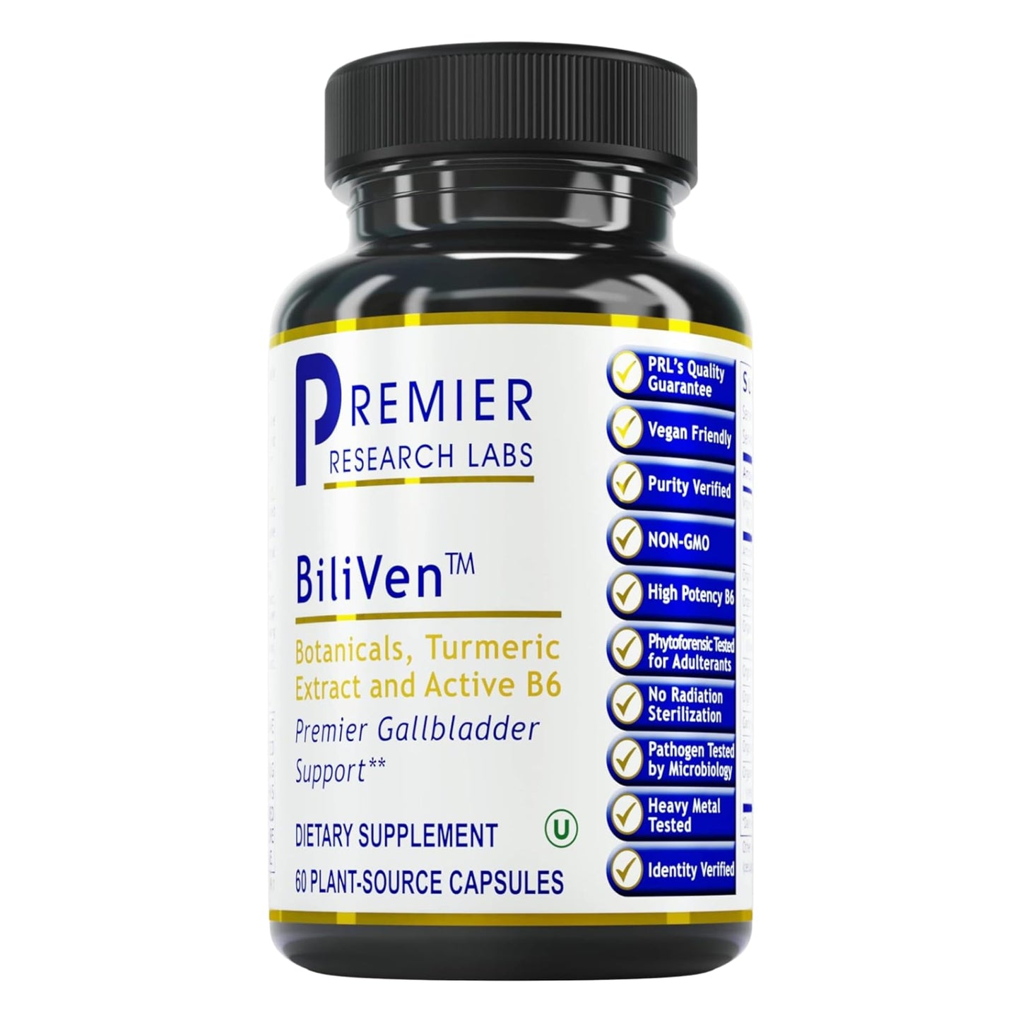 Premier Research Labs BiliVen Gallbladder & Liver Cleanse Supplement, Gallbladder Support Pills with Artichoke Extract, Milk Thistle, Vitamin B6, Beet Root, Turmeric, Curcumin Capsules, 60 Capsules
