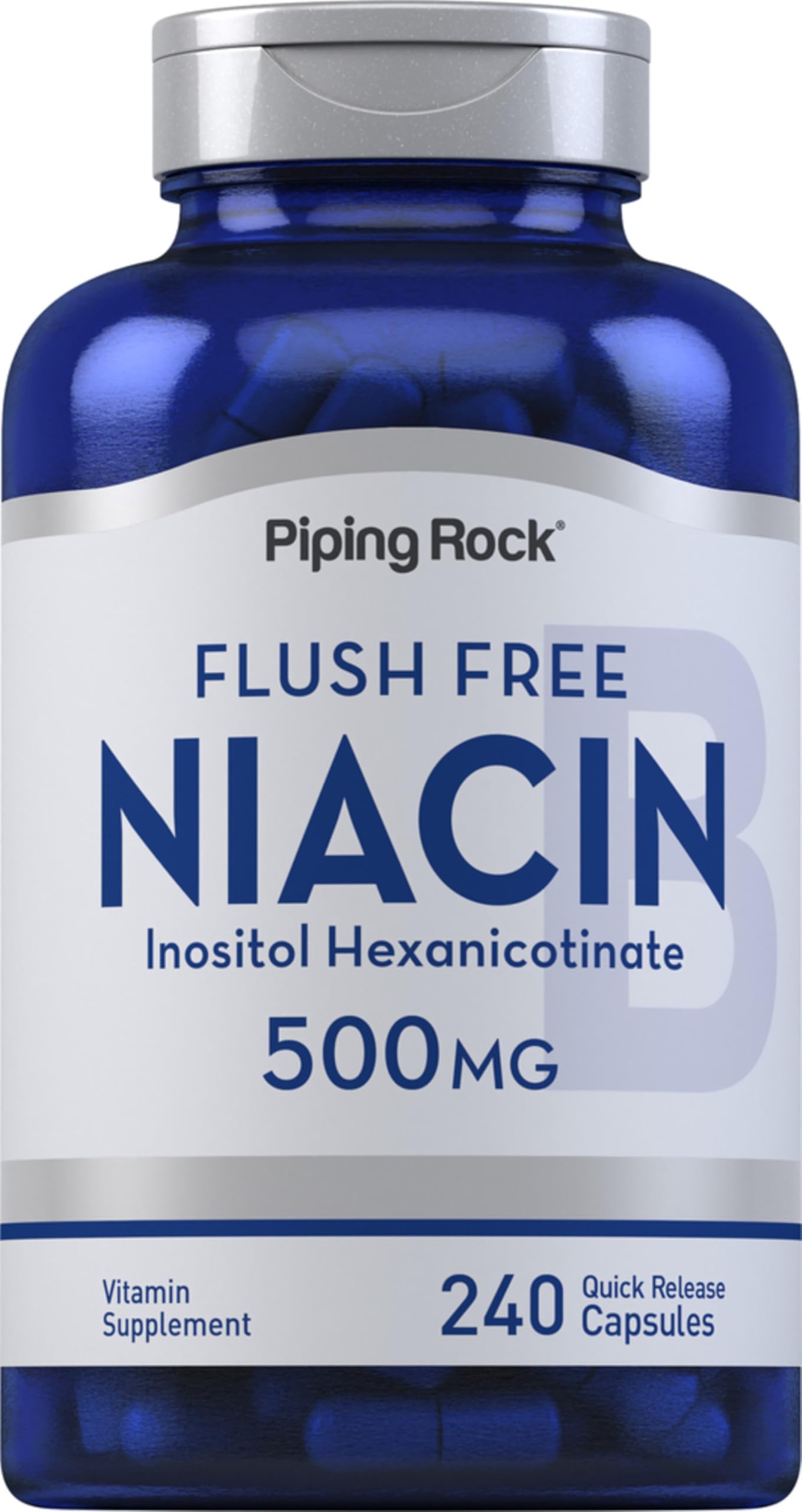 Piping Rock Niacin 500mg Flush Free Capsules, 240 Count