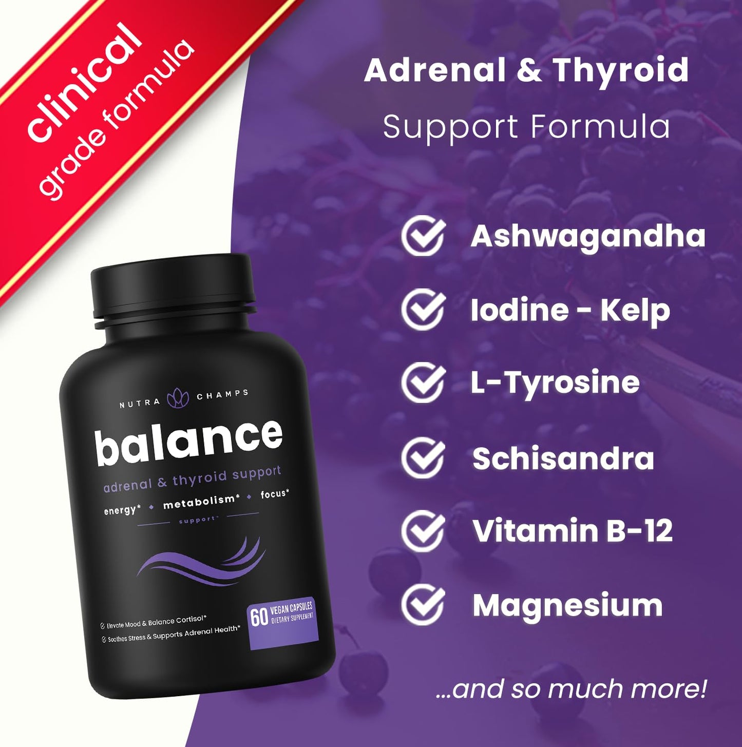 NutraChamps Thyroid Support & Adrenal Support Capsule 60 Count