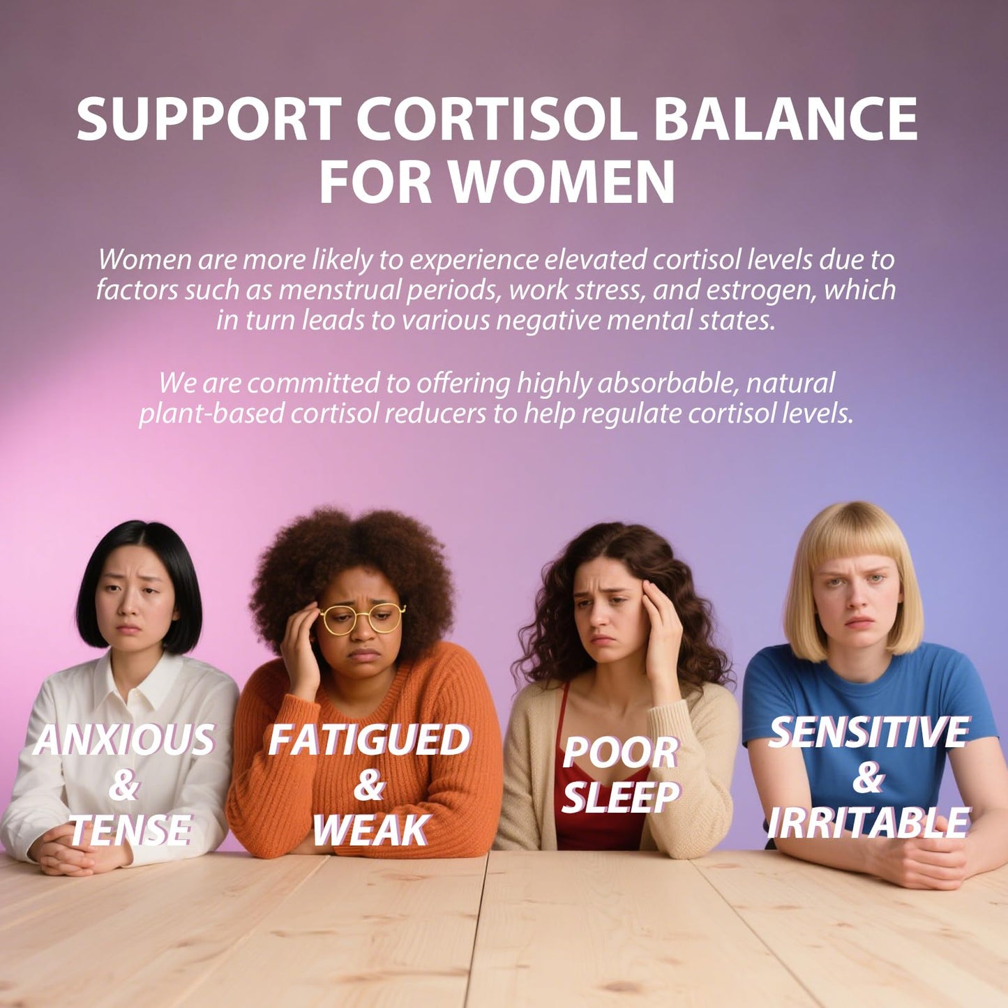 WAZQ Cortisol Supplement for Women, Cortisol Reducer with Magnesium Glycinate, Ashwagandha & L-Theanine, High Cortisol Manager, Hormone Balance for Women, Soy-Free, Gluten-Free, Vegan, 90 Capsules