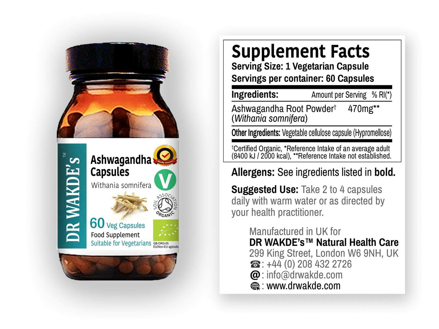 DR WAKDE'S Ashwagandha Capsules, 60 Veg Caps