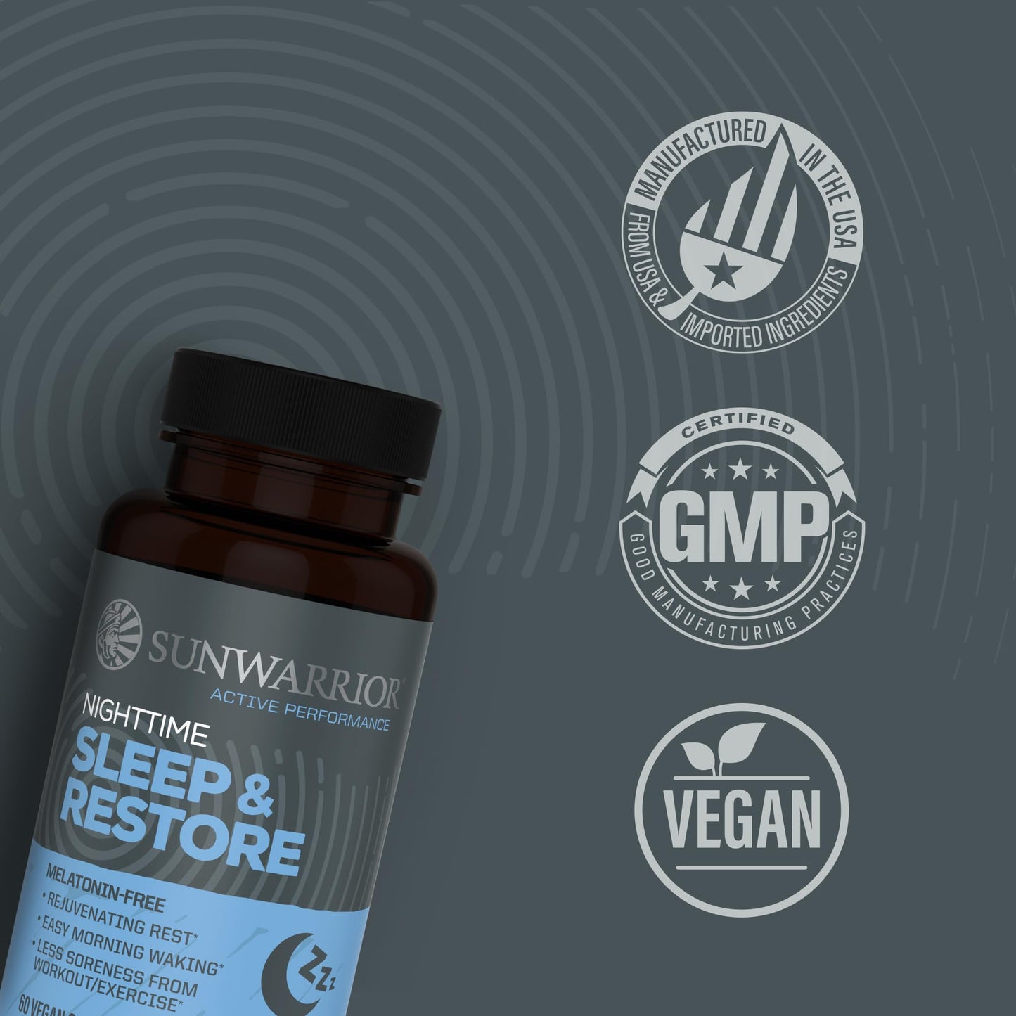Sunwarrior Sleep Support & Restore Capsules, 60 Count