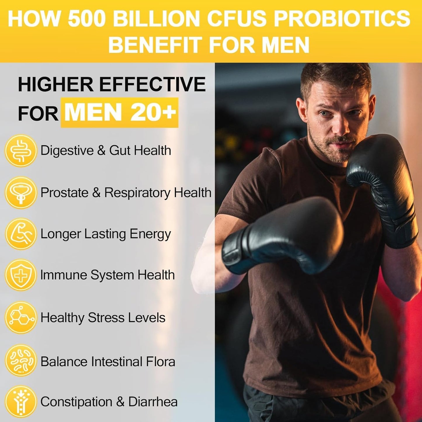 RSETU Probiotics for Men, 500 Billion CFUs & 12 Strains, Mens Probiotic Capsule, 120 Capsules