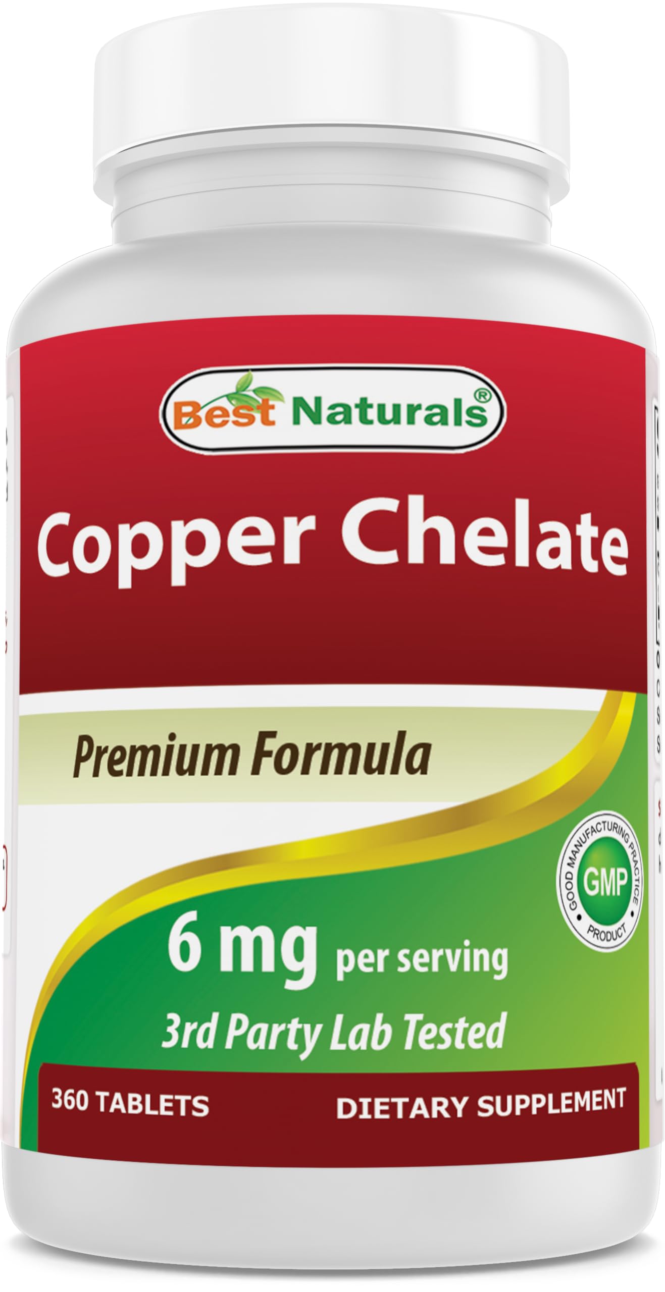 Best Naturals Copper Chelate 6 mg per Serving, 360 Tablets