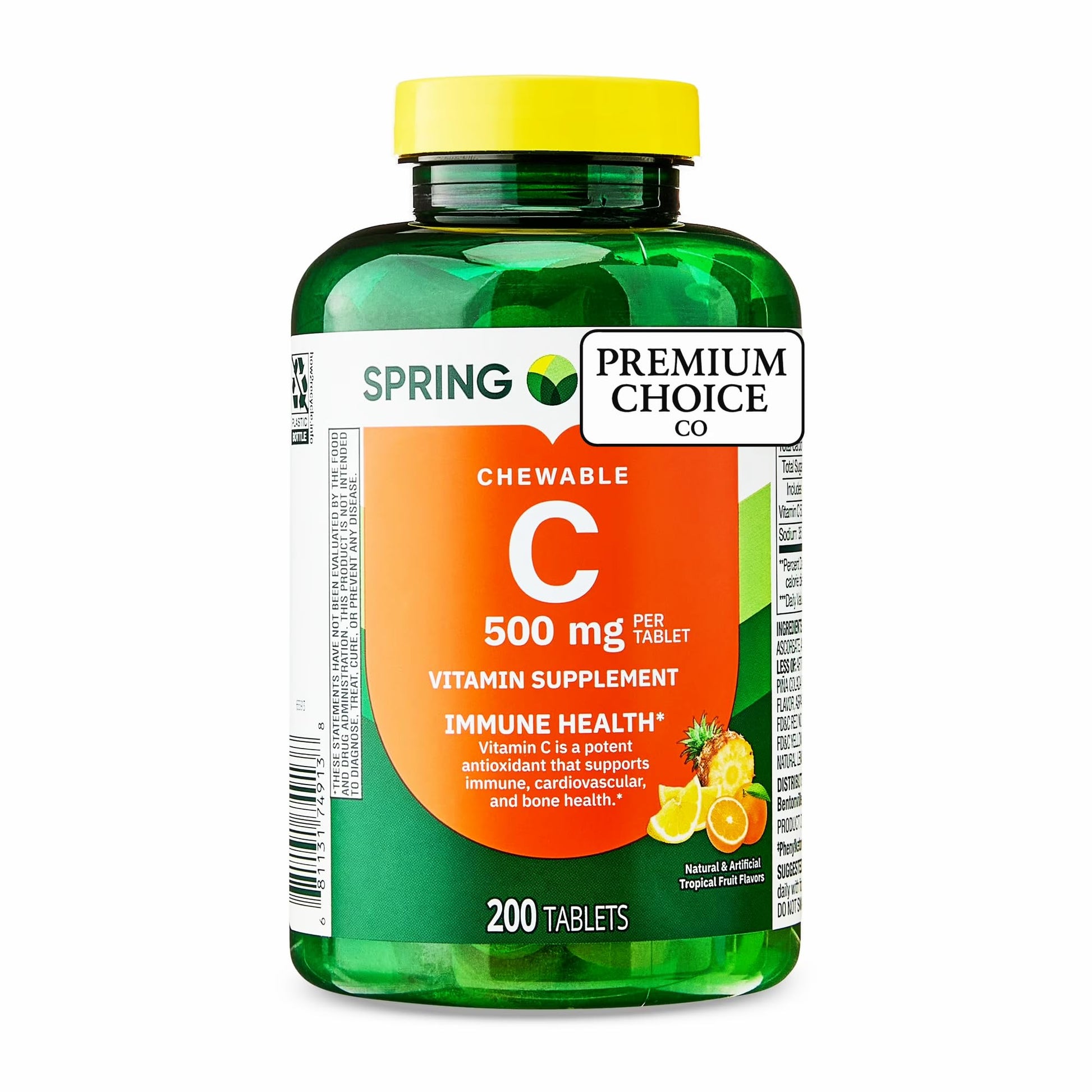 Premium Choice Co Spring Valley Vitamin C 500 mg Tablets, 200 Tablets