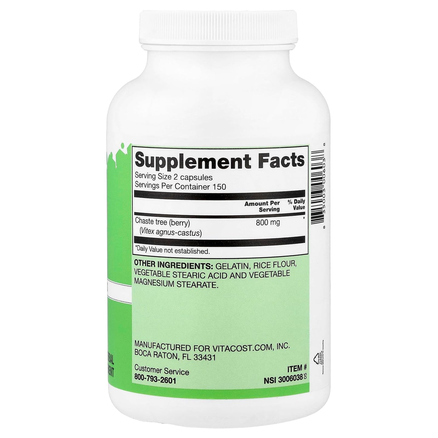 Vitacost Vitex Agnus-Castus Chaste Berry Capsule, 300 Capsules