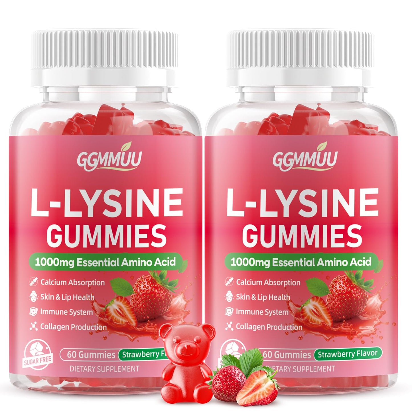 GGMMUU L-Lysine Gummies 1000mg, 120 Count