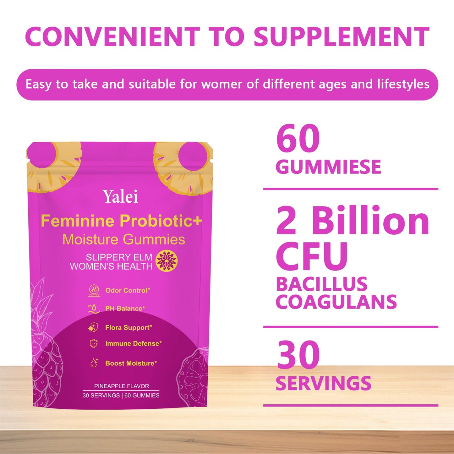 Yalei Slippery Kitty Probiotic Gummy 60 Count