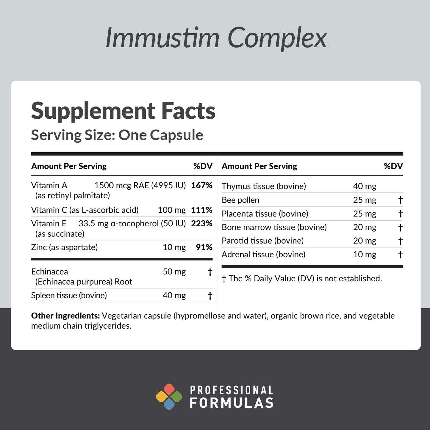 PROFESSIONAL COMPLEMENTARY HEALTH FORMULAS Immustim Complex 60 Capsules