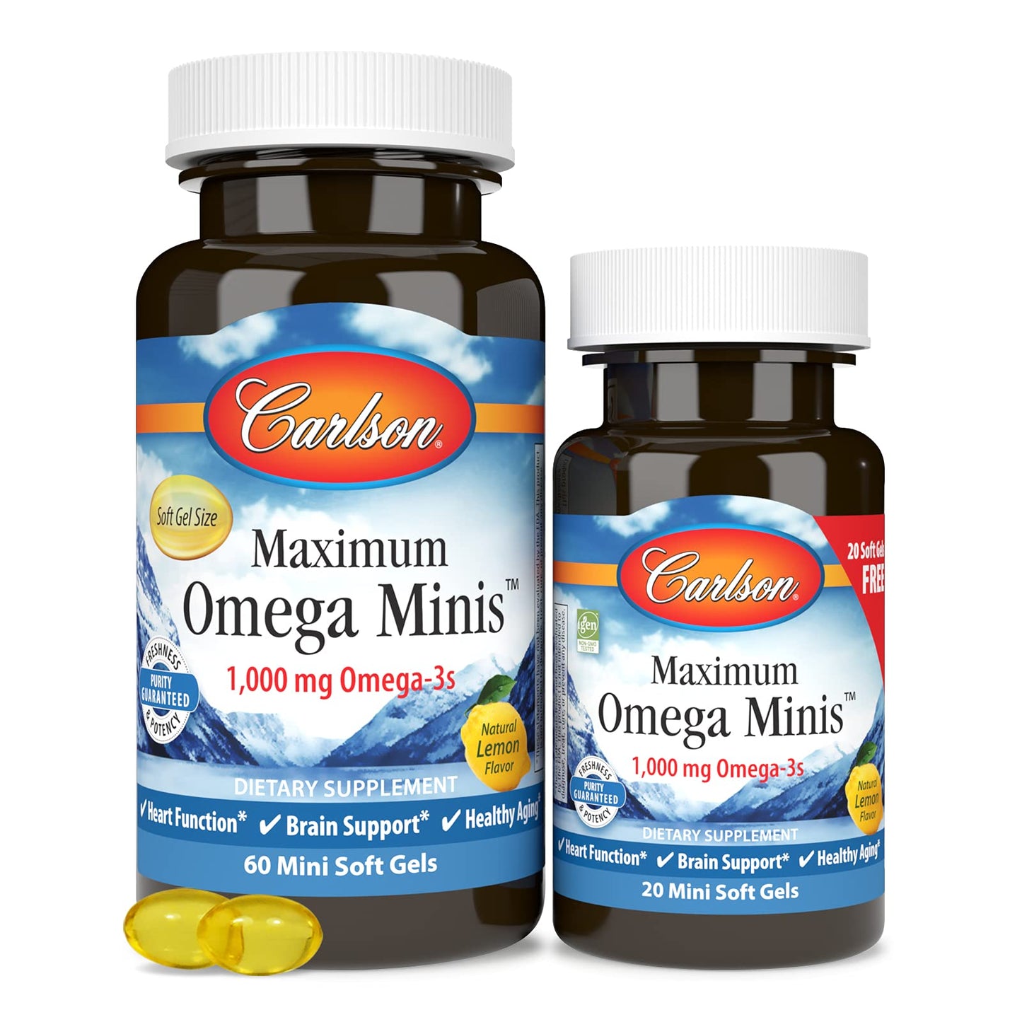Carlson Maximum Omega Minis 1000 mg Omega-3s Softgels, 60 Count