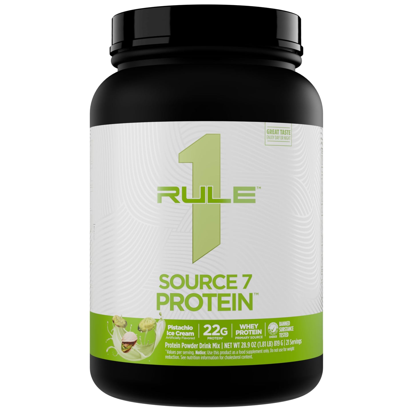 Rule 1 Proteins Source 7 Protein Pistachio Ice Cream Powder, 28 Servings