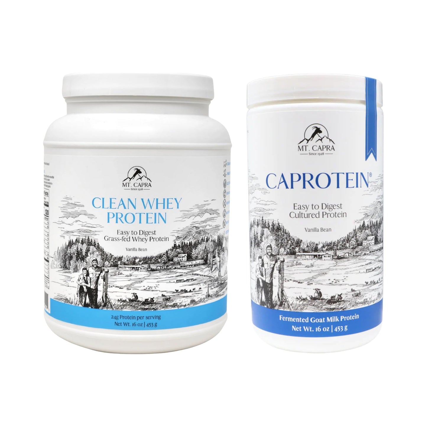 Mt. Capra Clean Whey Protein and Caprotein Powder, 32