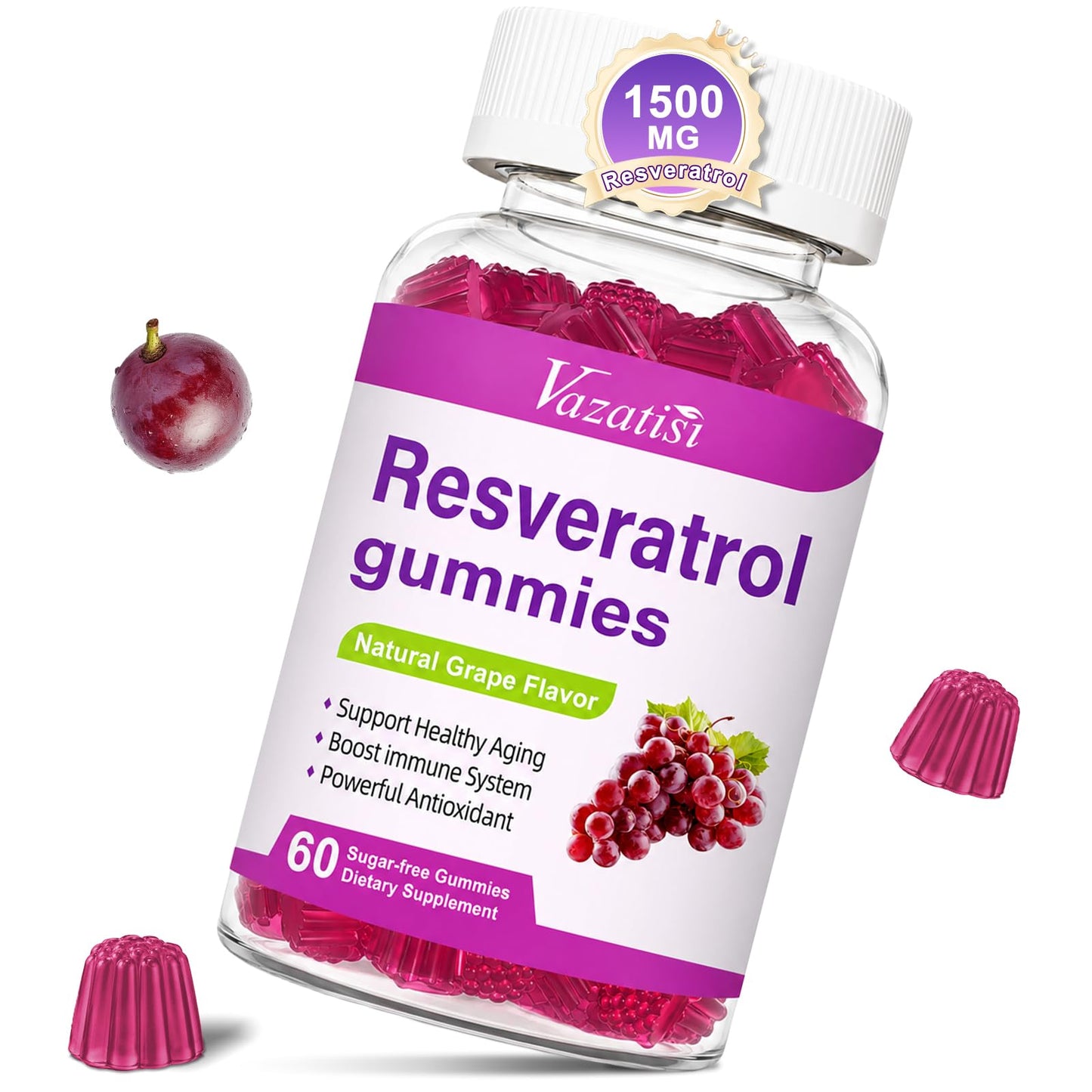 Vazatisi High Purity Resveratrol Gummies 60 Count