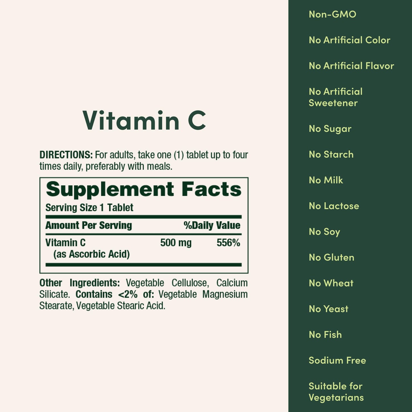 Nature's Bounty Vitamin C 500mg Tablet, 250 Count