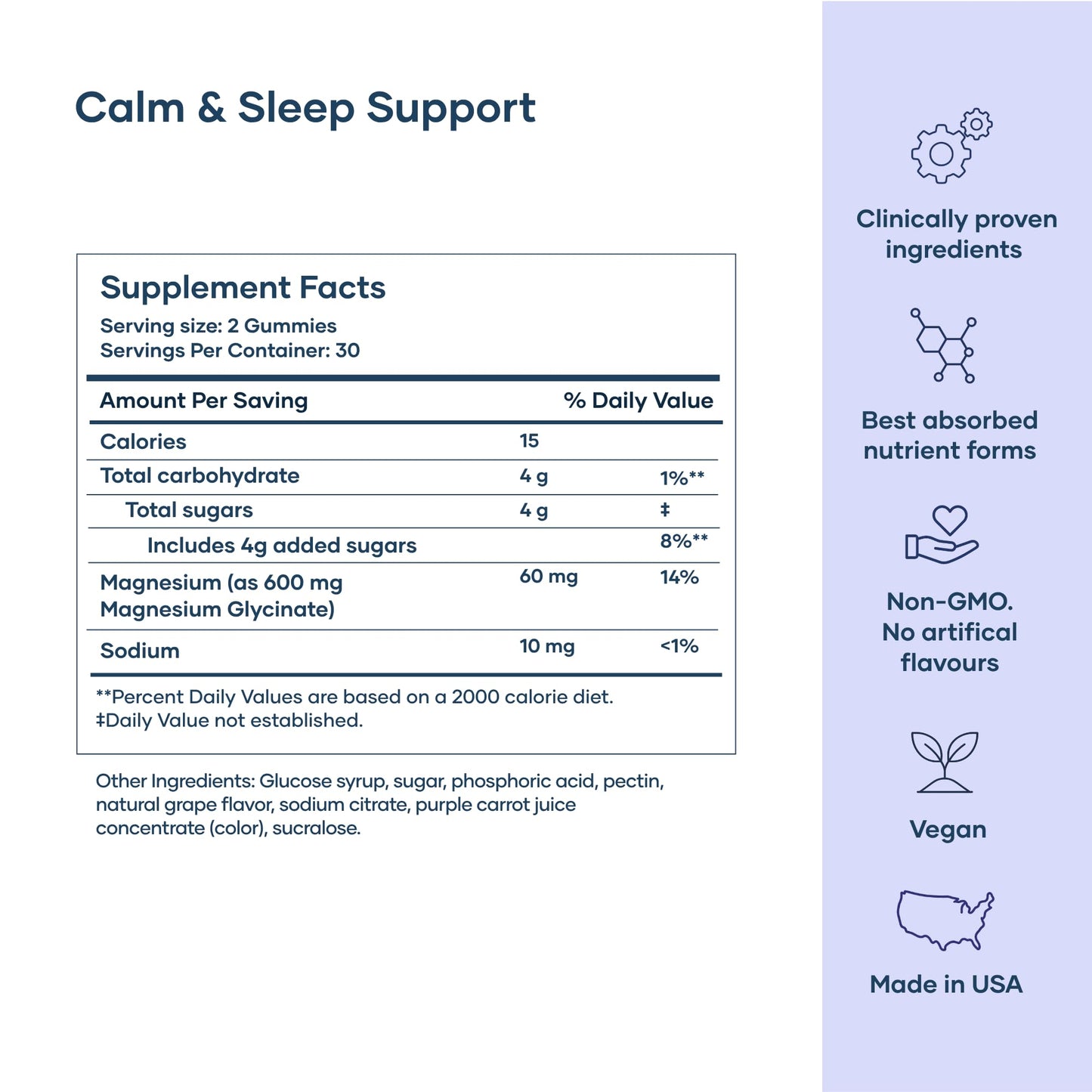 BabyRx Calm & Sleep Support Magnesium Glycinate Gummies, 60 Count