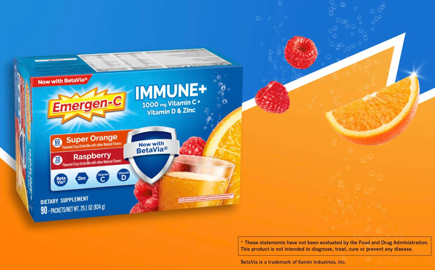Emergen-C Immune+ 1000 mg Vitamin C + Vitamin D & Zinc Powder, 29.1 oz