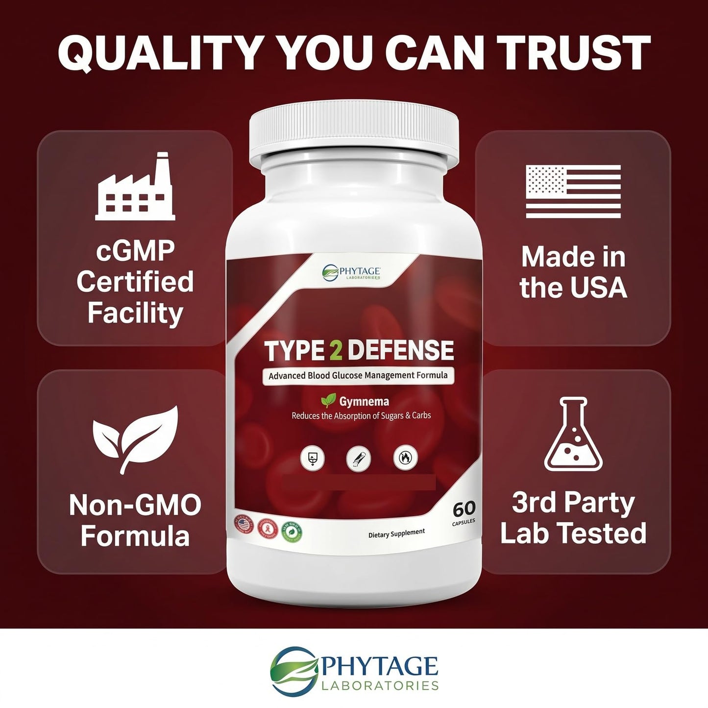 Phytage Labs Natural Blood Sugar Support Formula with Superfood Extracts and Minerals – Supports Natural Energy and Vitality Capsule, 60 Capsules