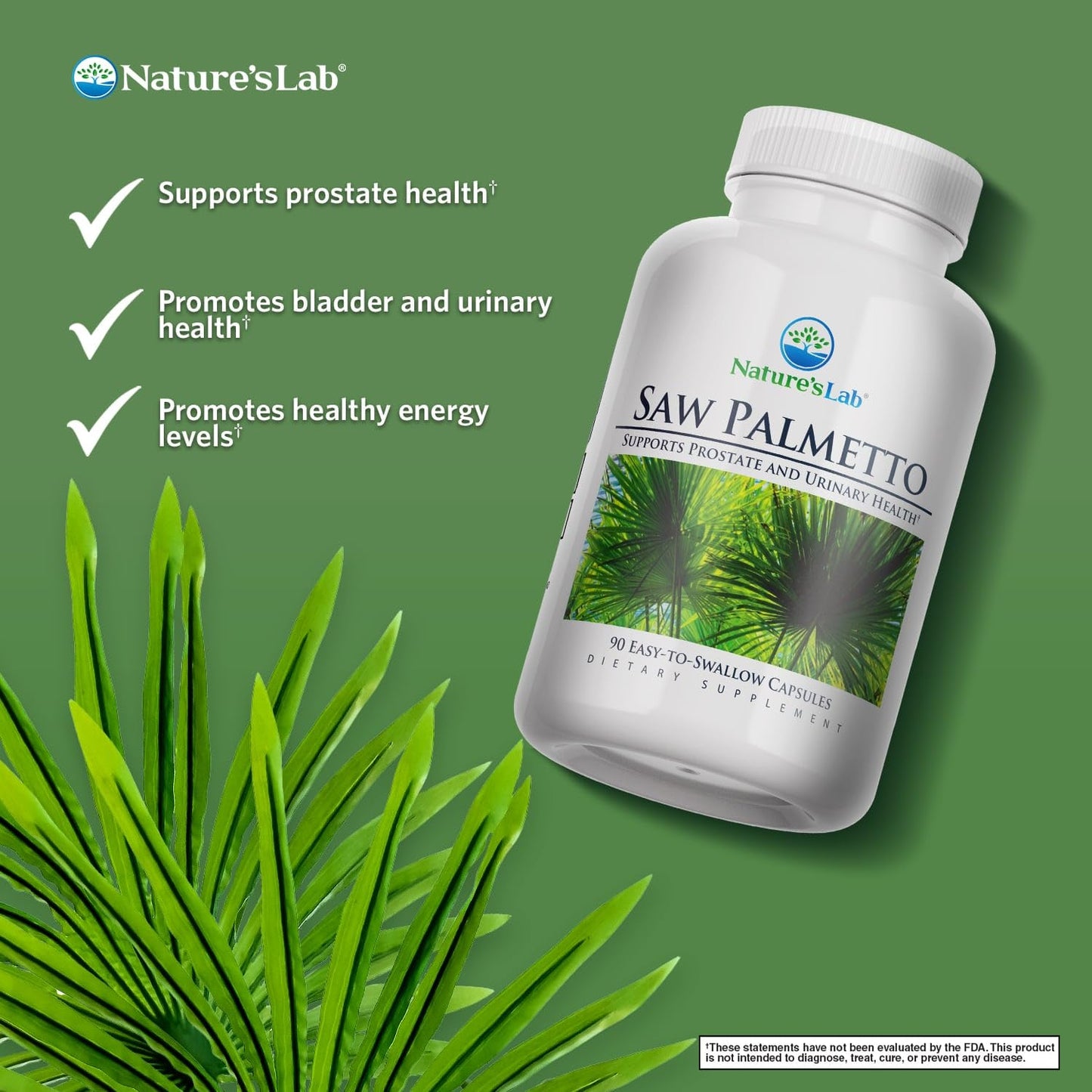 Nature's Lab Saw Palmetto 450mg Capsules 180 Count