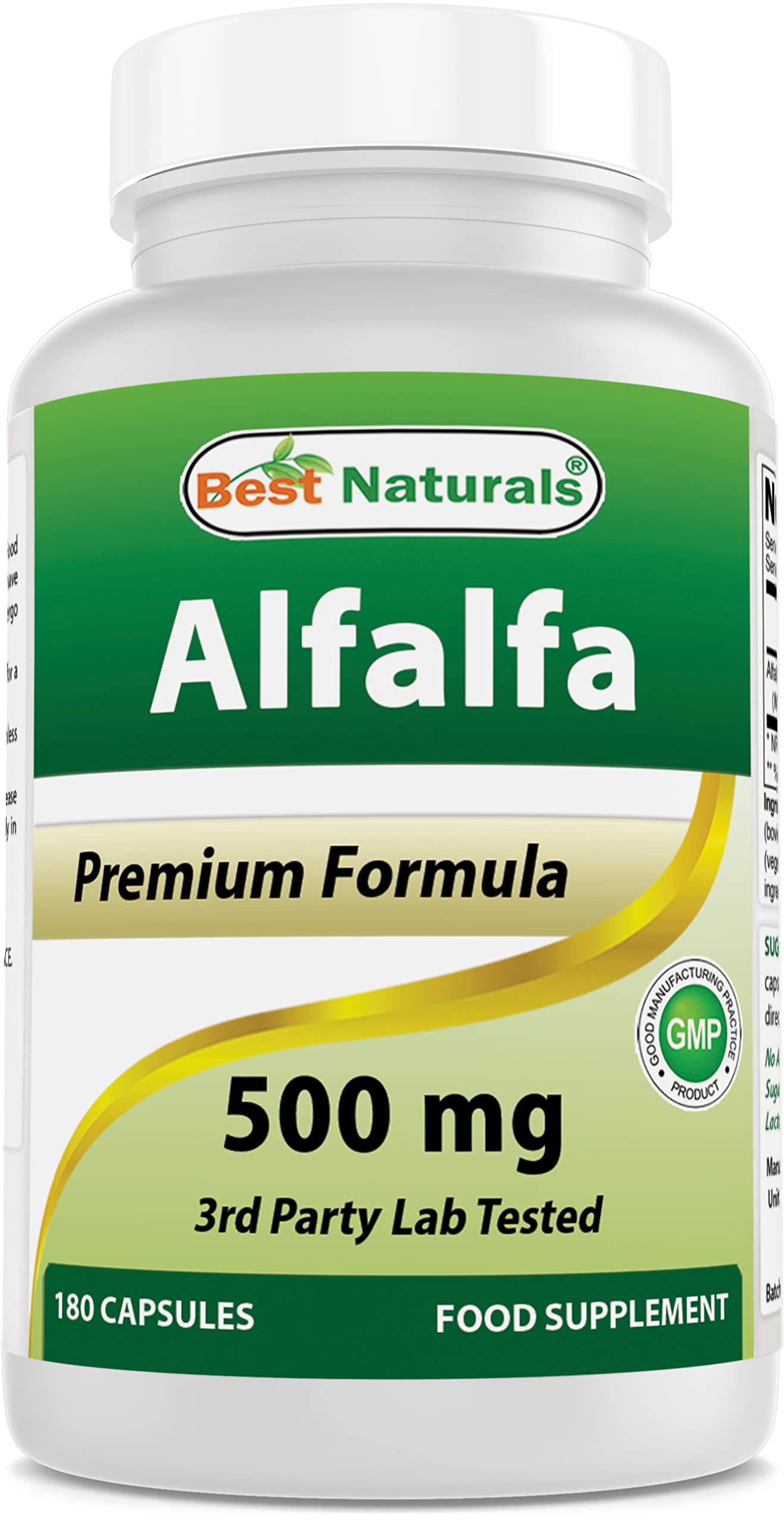 Best Naturals Alfalfa Green Super Food 500 mg Capsules 180 Count