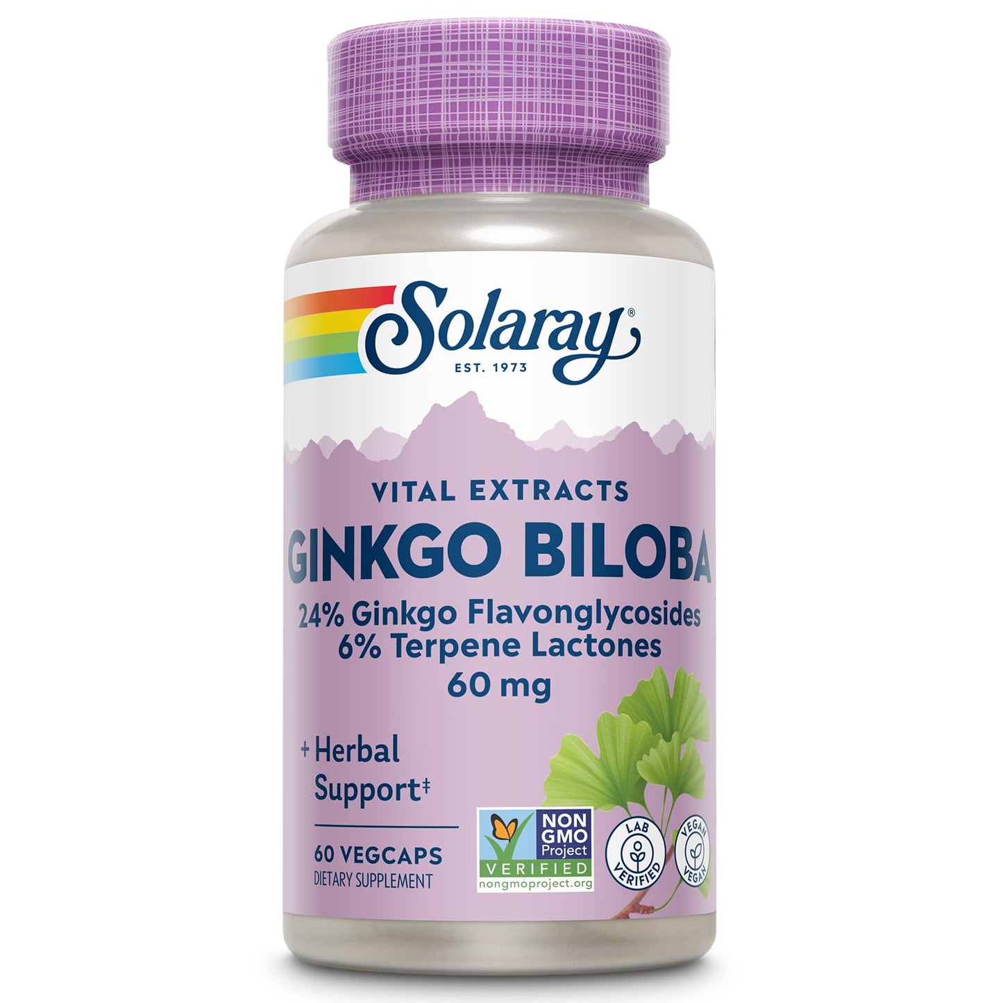 Solaray Ginkgo Biloba Extract Vital Extracts Brain Supplement Capsules - 60 Capsules