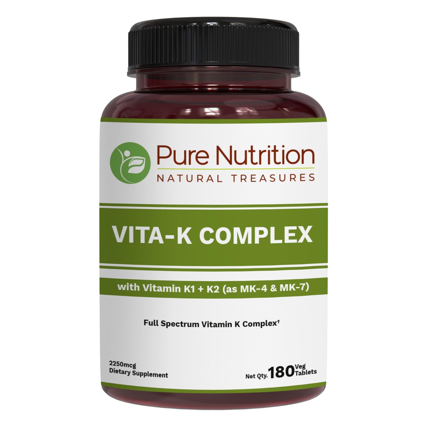 Pure Nutrition Natural Treasures Vitamin K Complex K1 + K2 Tablets, 180