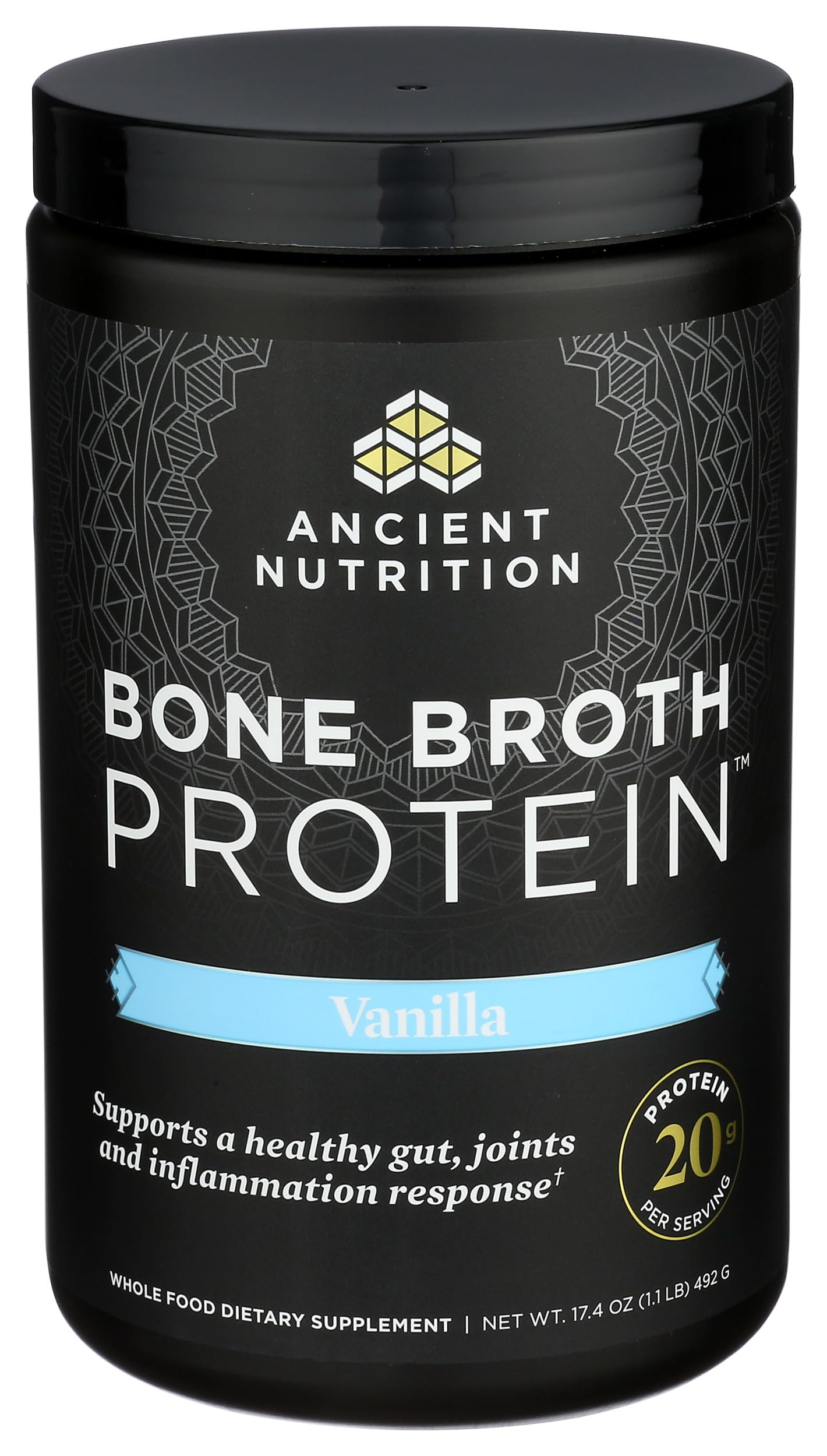 Ancient Nutrition Bone Broth Protein Powder Vanilla, 20 Servings