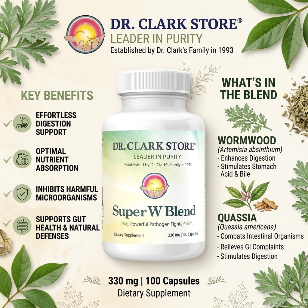 Dr Clark Store Super-W Wormwood Blend 330mg Capsules, 100 Count