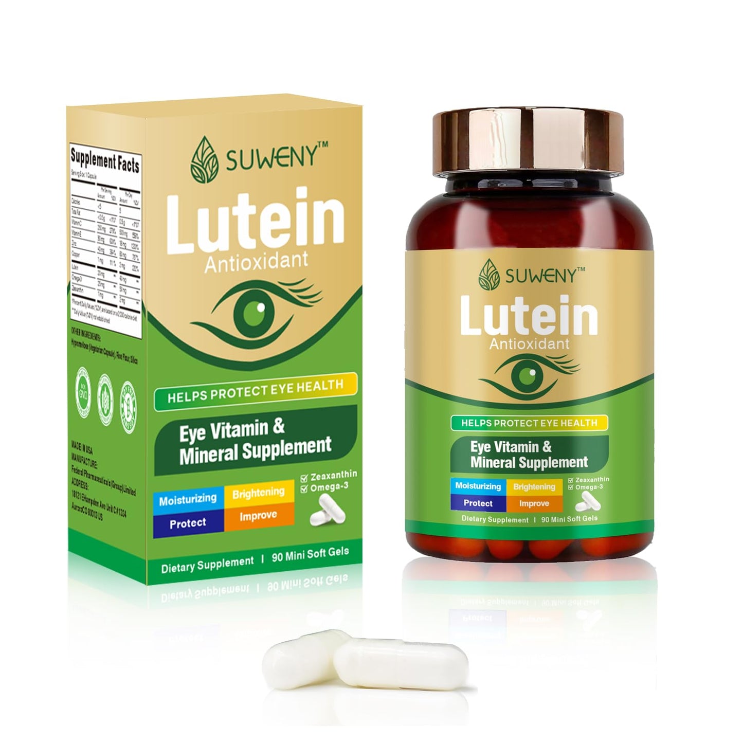 SUWENY Lutein Eye Vitamins Supplement 90 Capsules