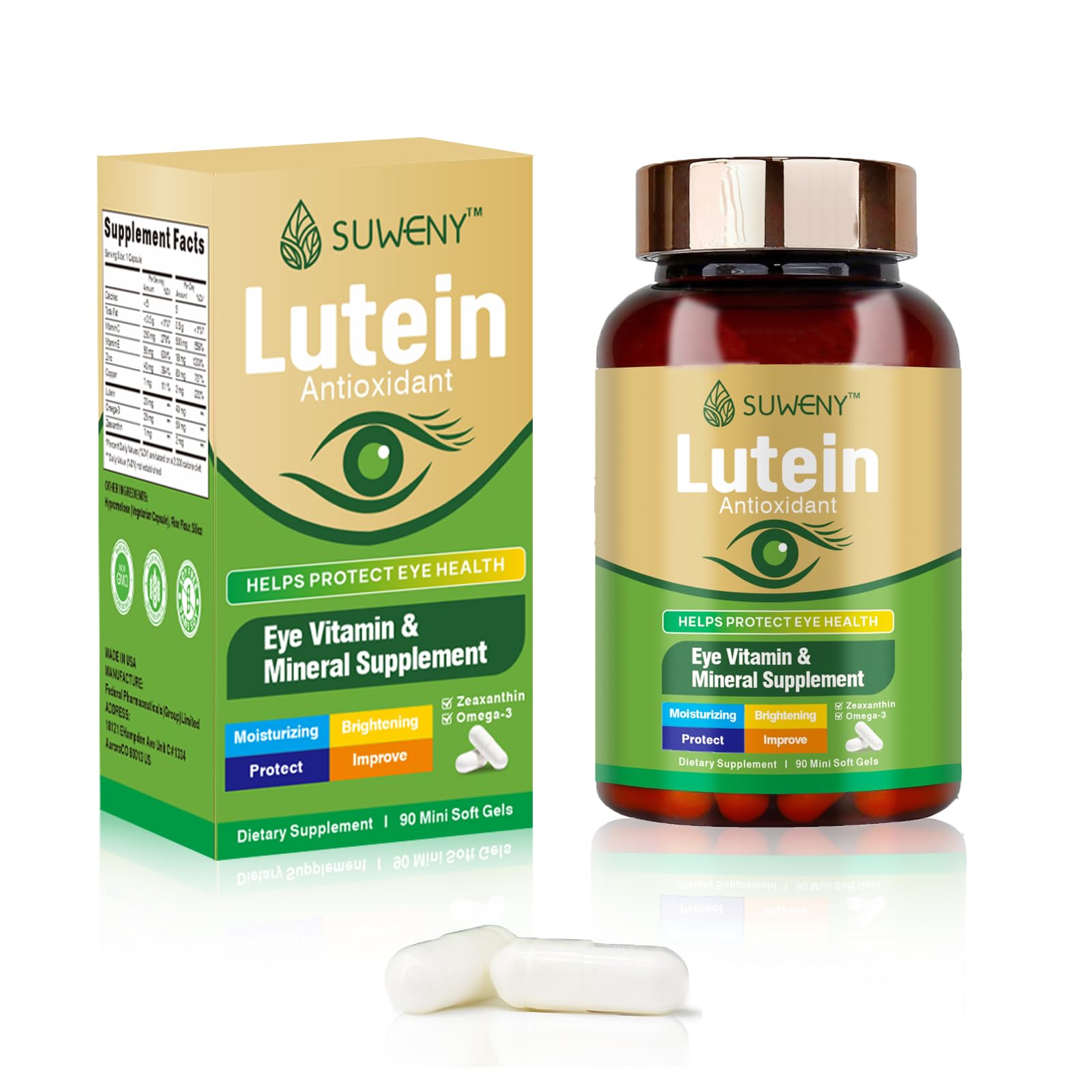 SUWENY Lutein Eye Vitamins Supplement 90 Capsules
