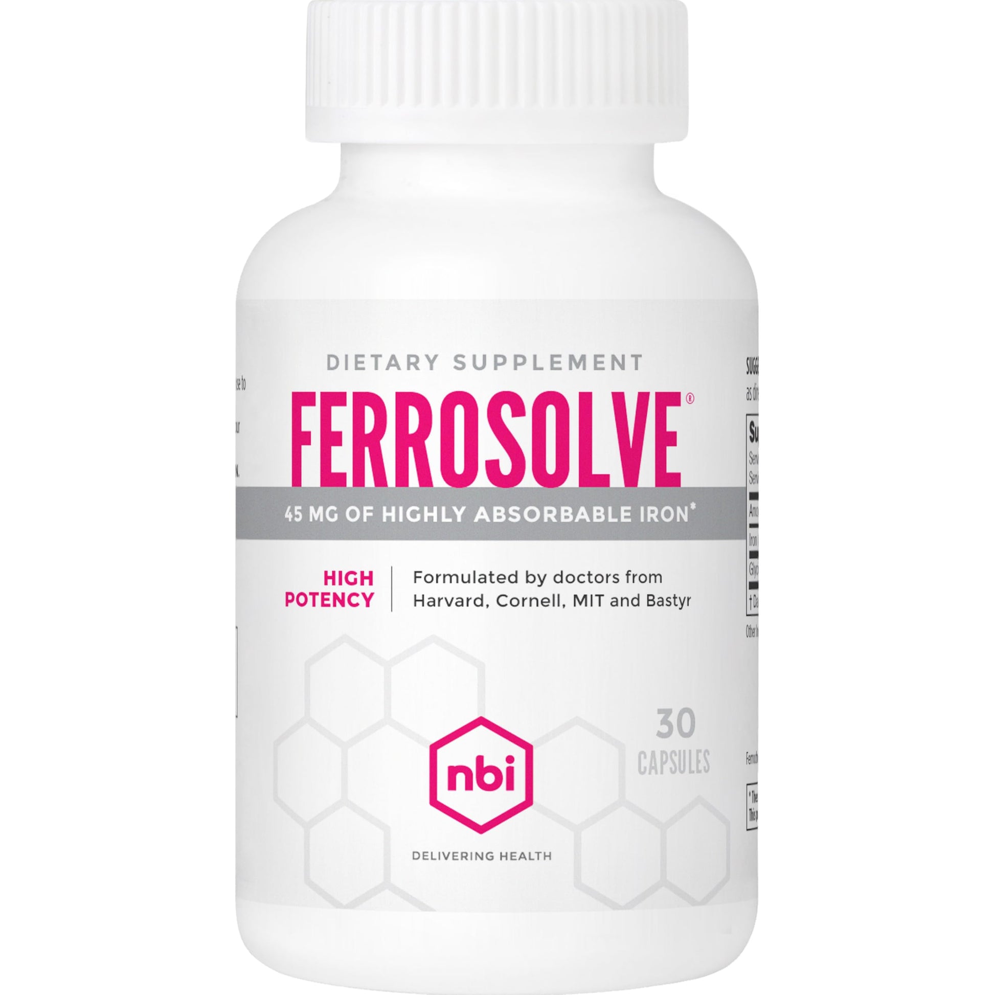NBI FerroSolve Iron Supplement Capsules 30 Count
