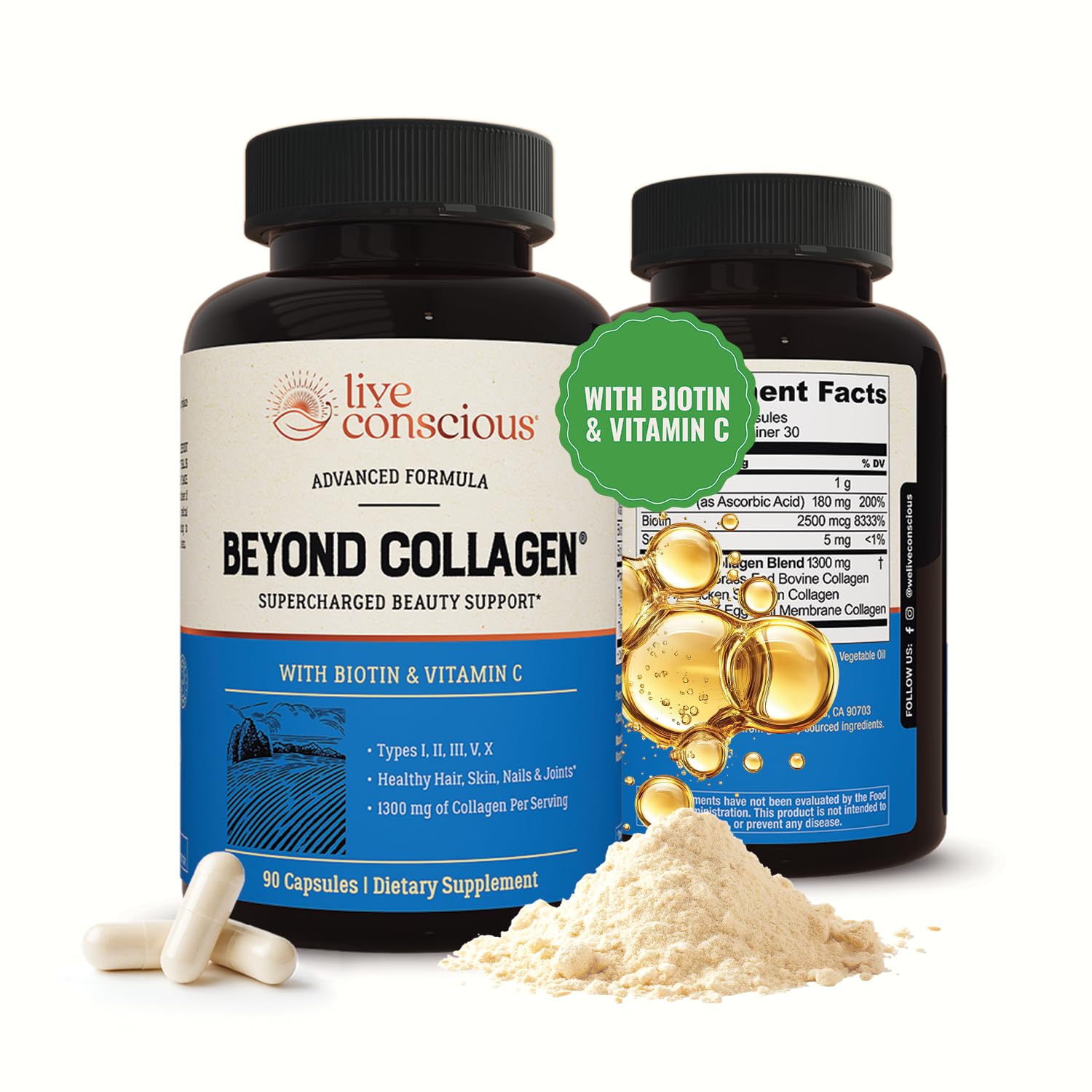 Live Conscious Beyond Collagen Multi Collagen Capsules, 90 Capsules