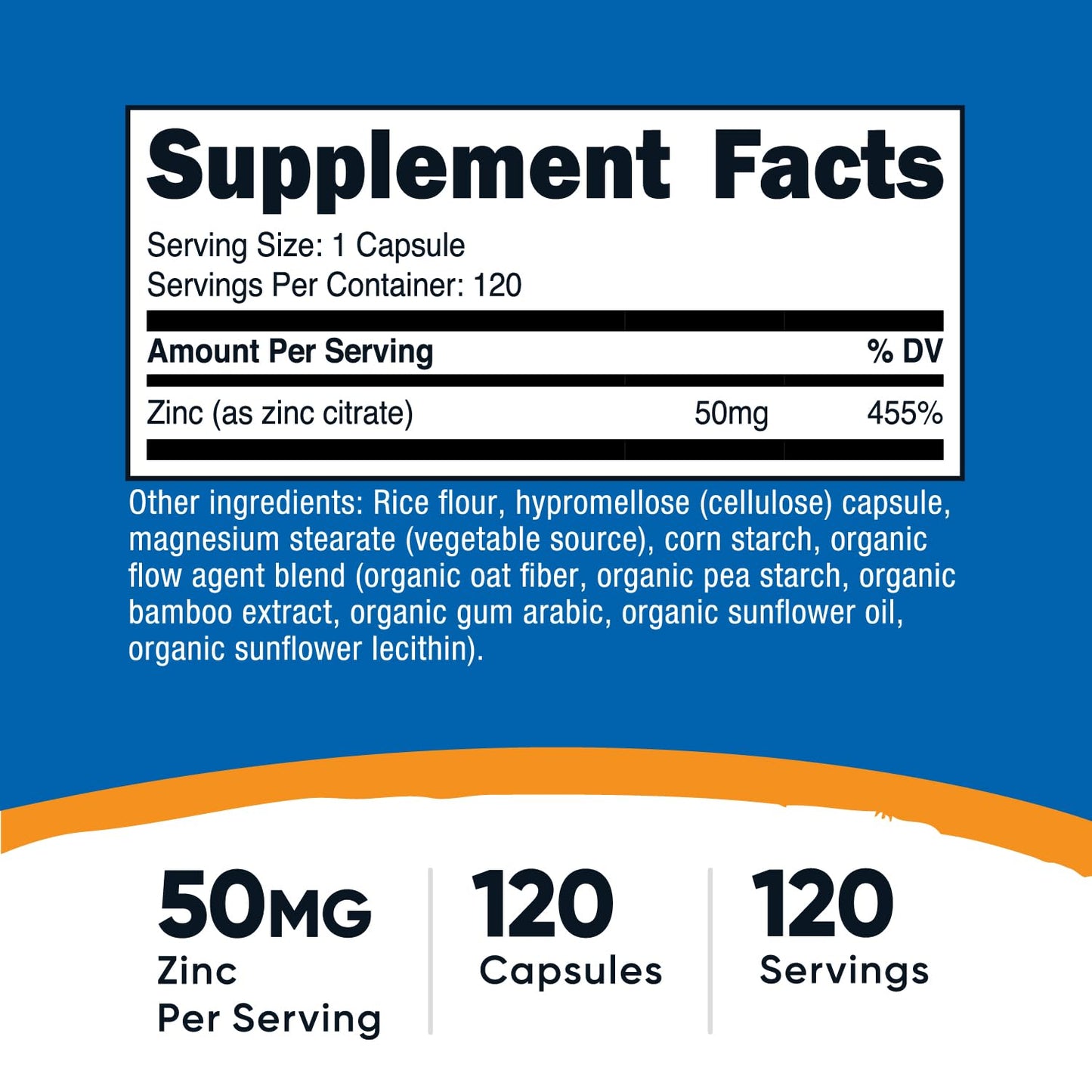 Nutricost Zinc Chelate 50mg Capsules, 120 Count