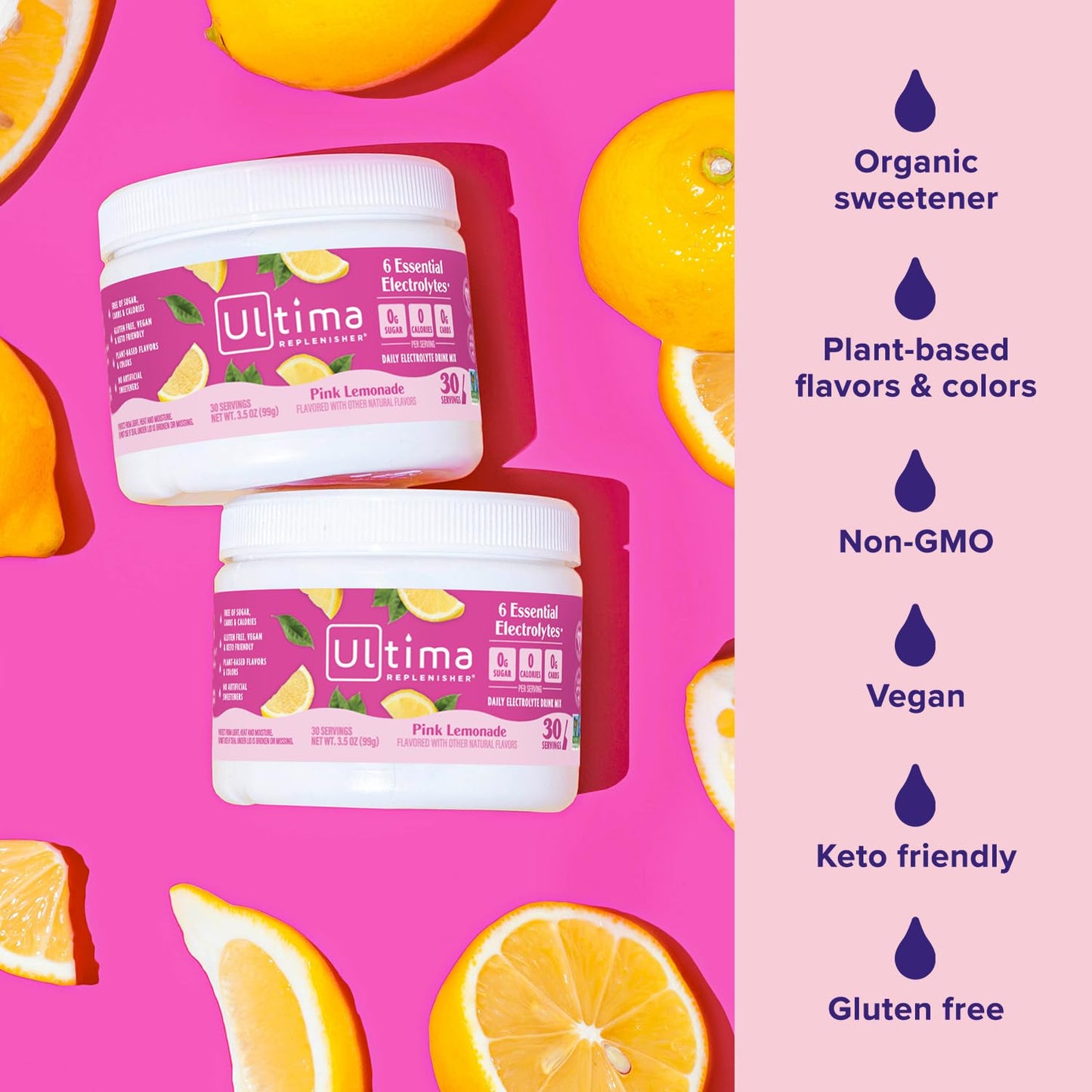 Ultima Replenisher Pink Lemonade Electrolytes Powder, 3.2 Ounce