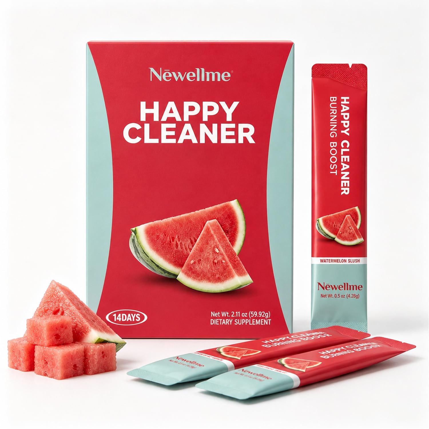 NEWELLME Happy Cleaner Greens Superfood Powder, 14 Packets