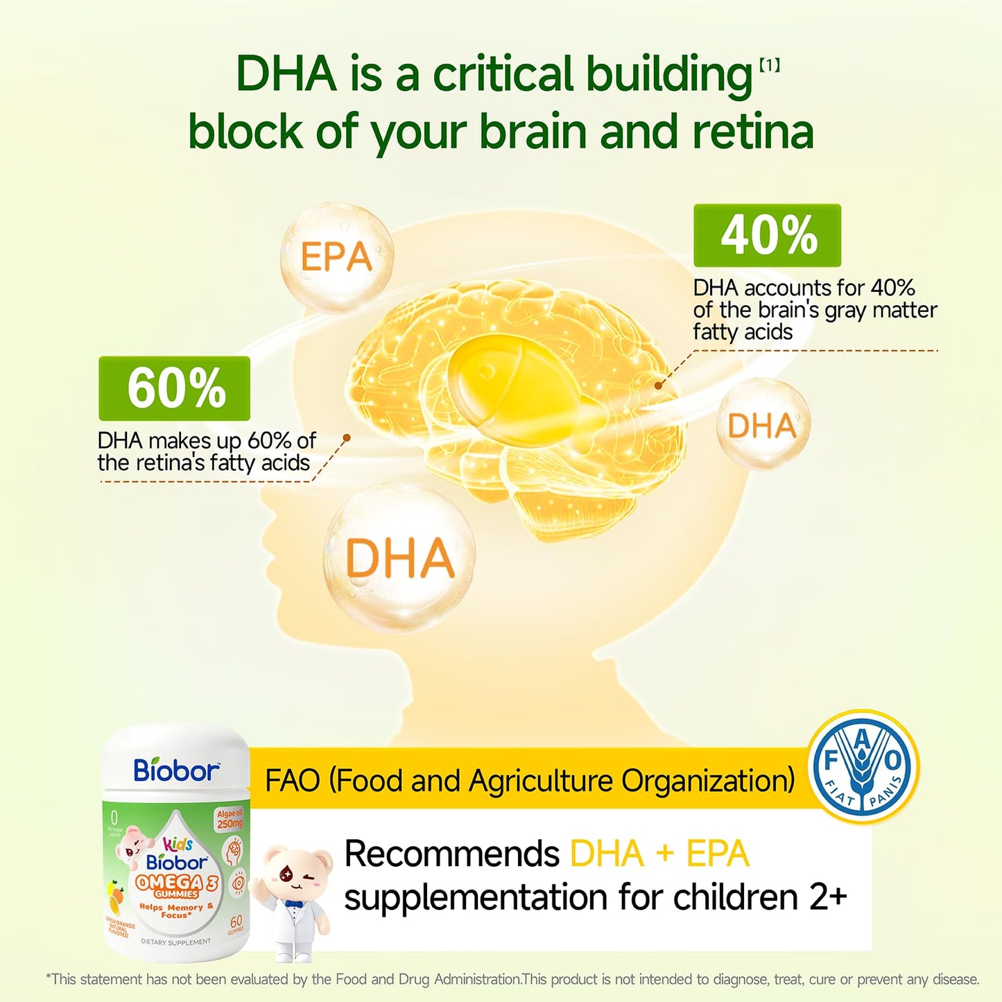 Biobor Kids DHA Algal Oil Gummies, 60 Count