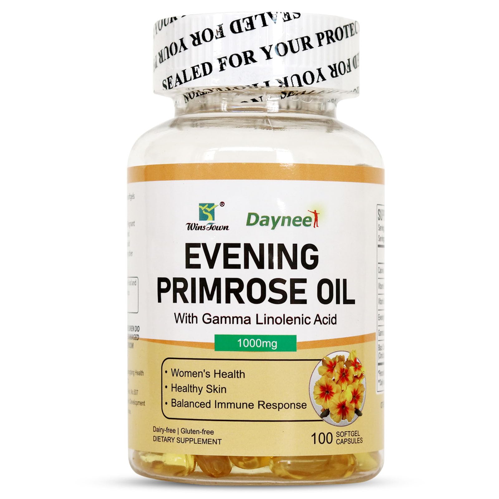 Wins Town Evening Primrose Oil Softgels 1000mg, 100 Count