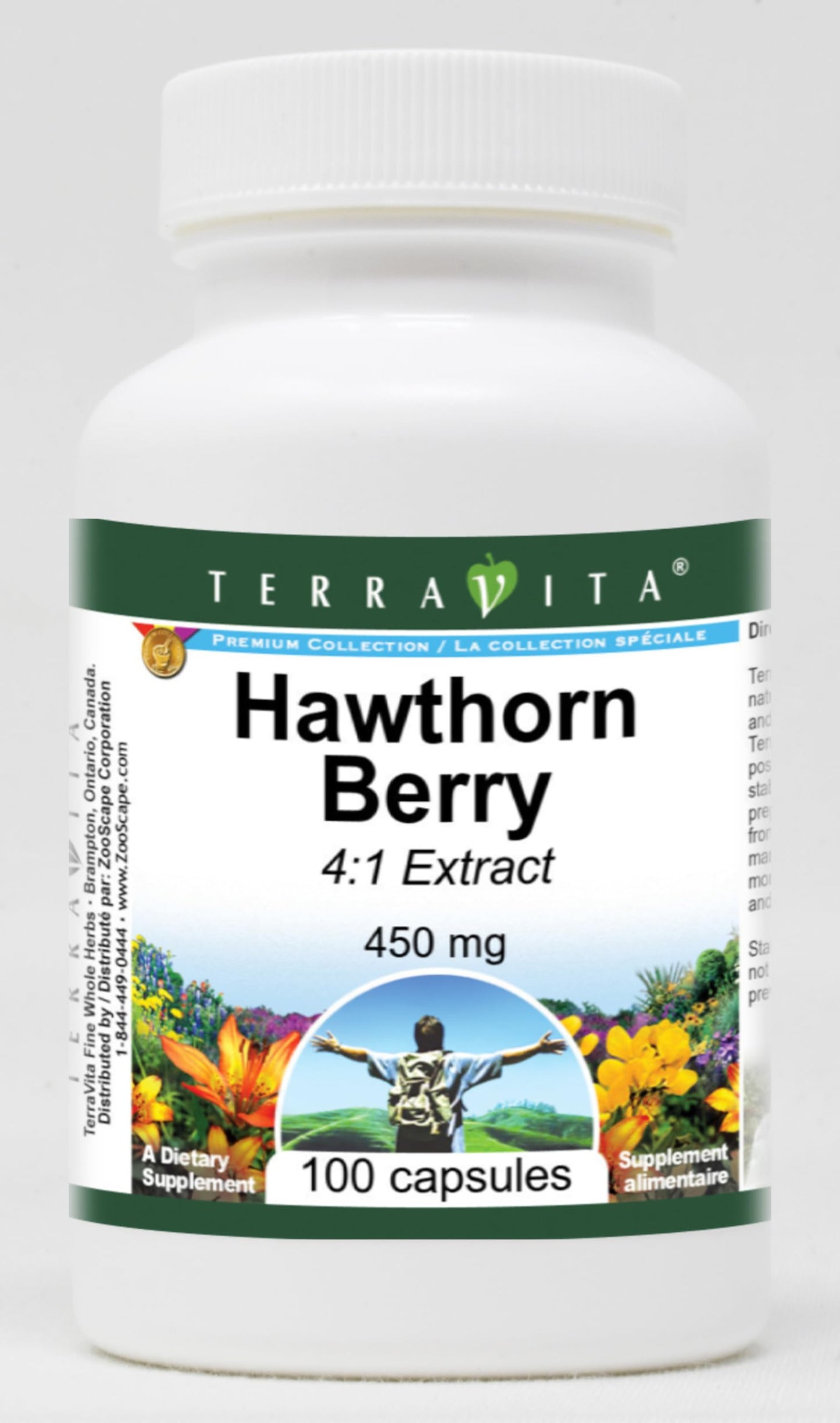 Terravita Hawthorn Berry 4:1 Extract 450 mg, 100 Capsules