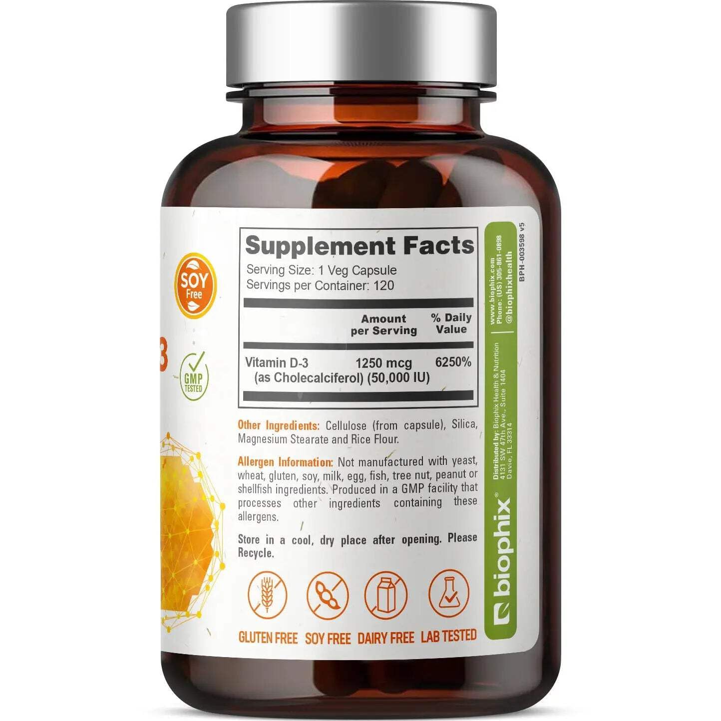 Biophix Vitamin D-3 10000 IU High-Potency Capsule, 120 Count