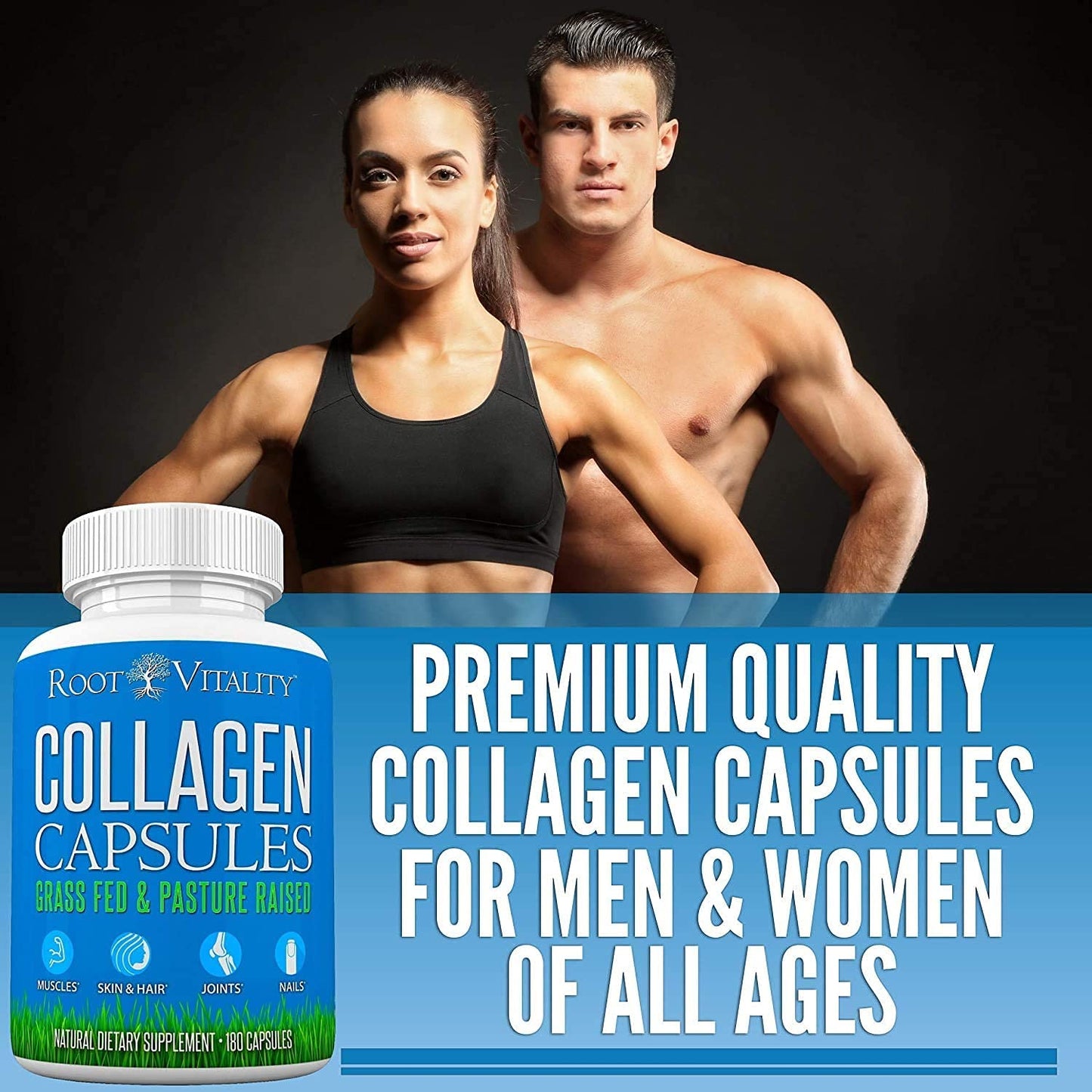Root Vitality Collagen Peptides Capsules 180 Count