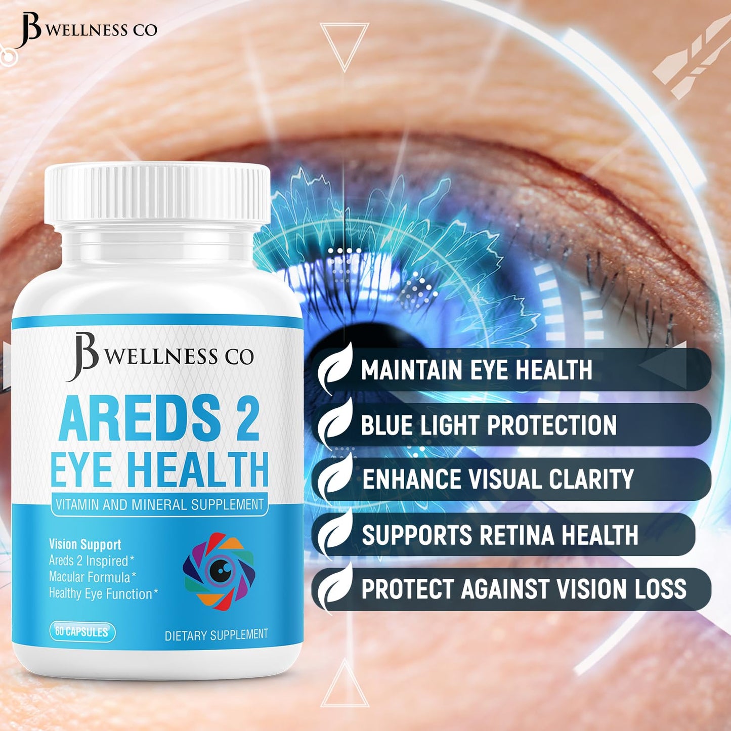 JB Wellness Co AREDS 2 Eye Vitamin & Mineral Supplement 120 Capsules