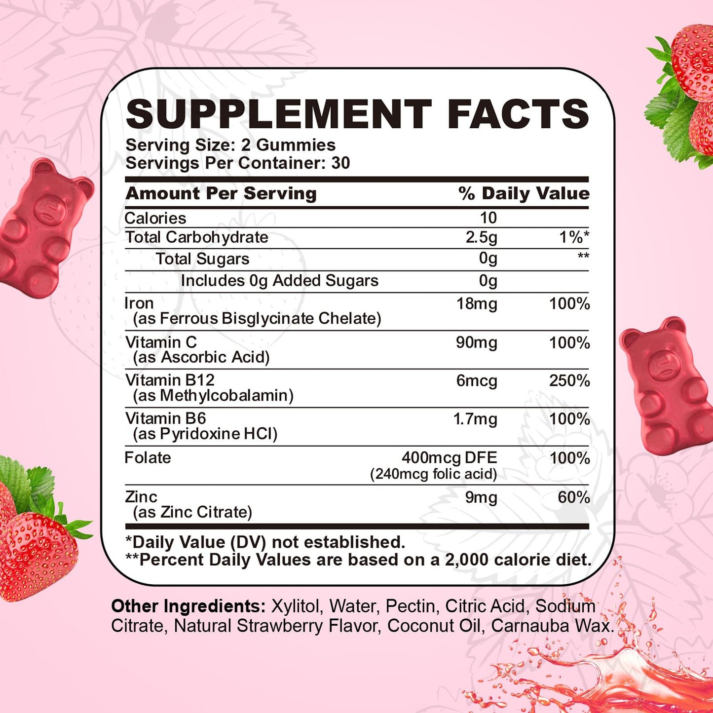 CNCHEF Iron Supplement for Women & Men, 120 Gummies