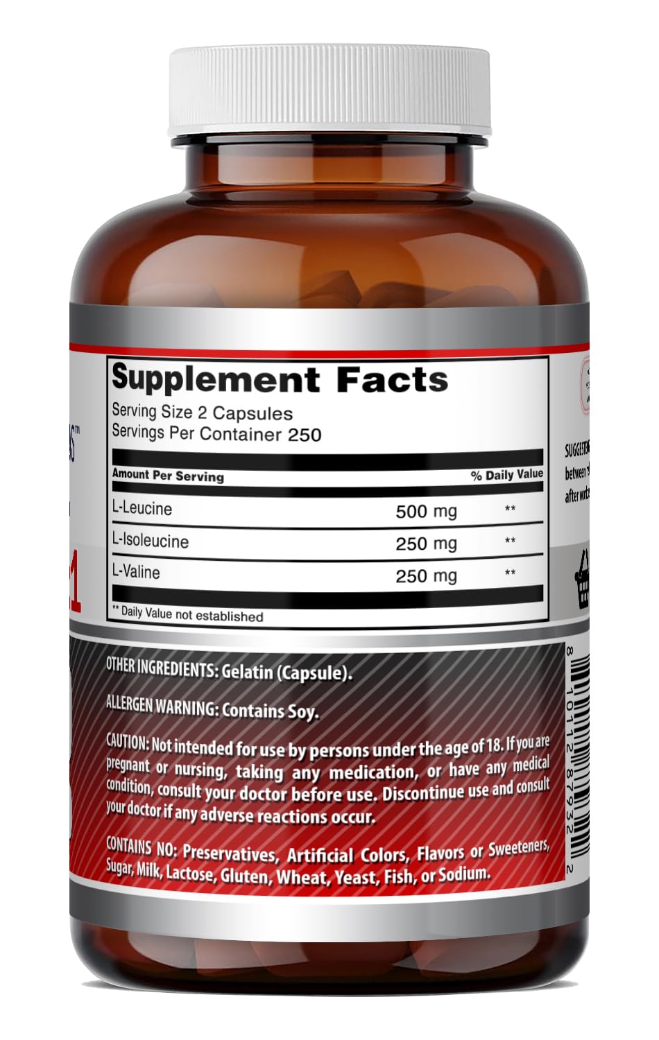 Amazing Nutrition BCAA 2:1:1 1000 mg per serving, 500 Capsules