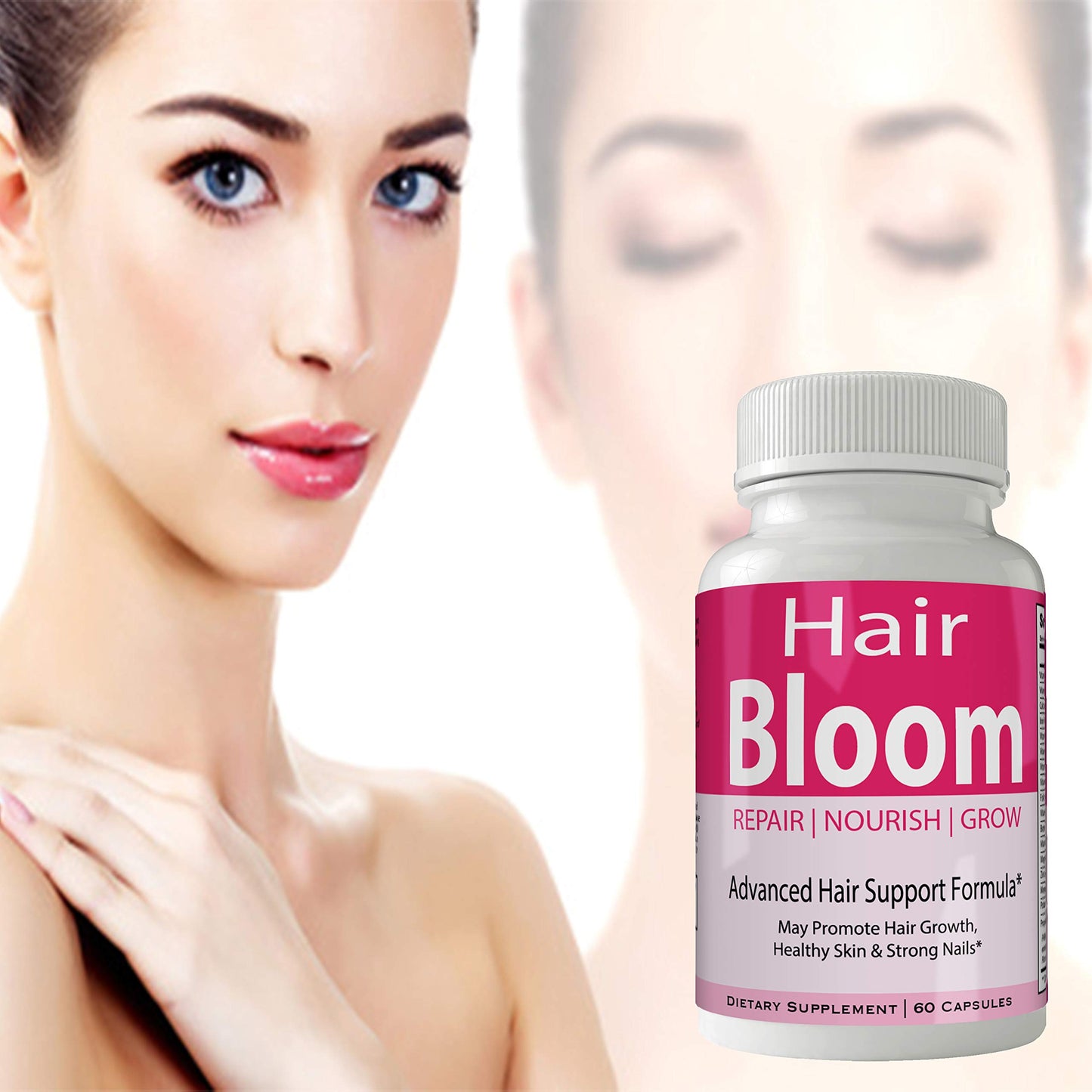 nutra4health Hair Bloom Hair Growth Pills Skin and Nails Supplement - Advanced Unique Hair Growth Vitamins and Minerals with Biotin - Gluten Free, 60 Capsules
