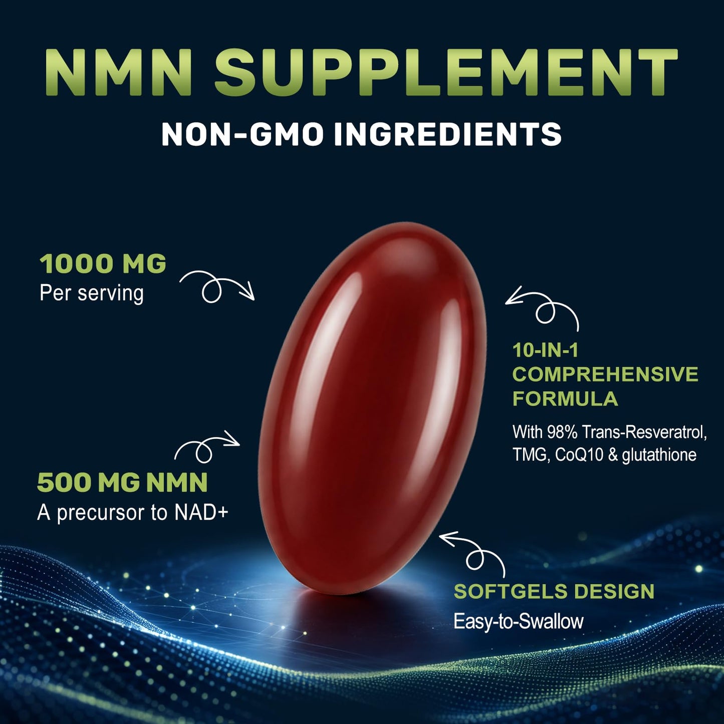 Gaennch NMN Supplement Complex 1000mg Per Serving Softgels 300