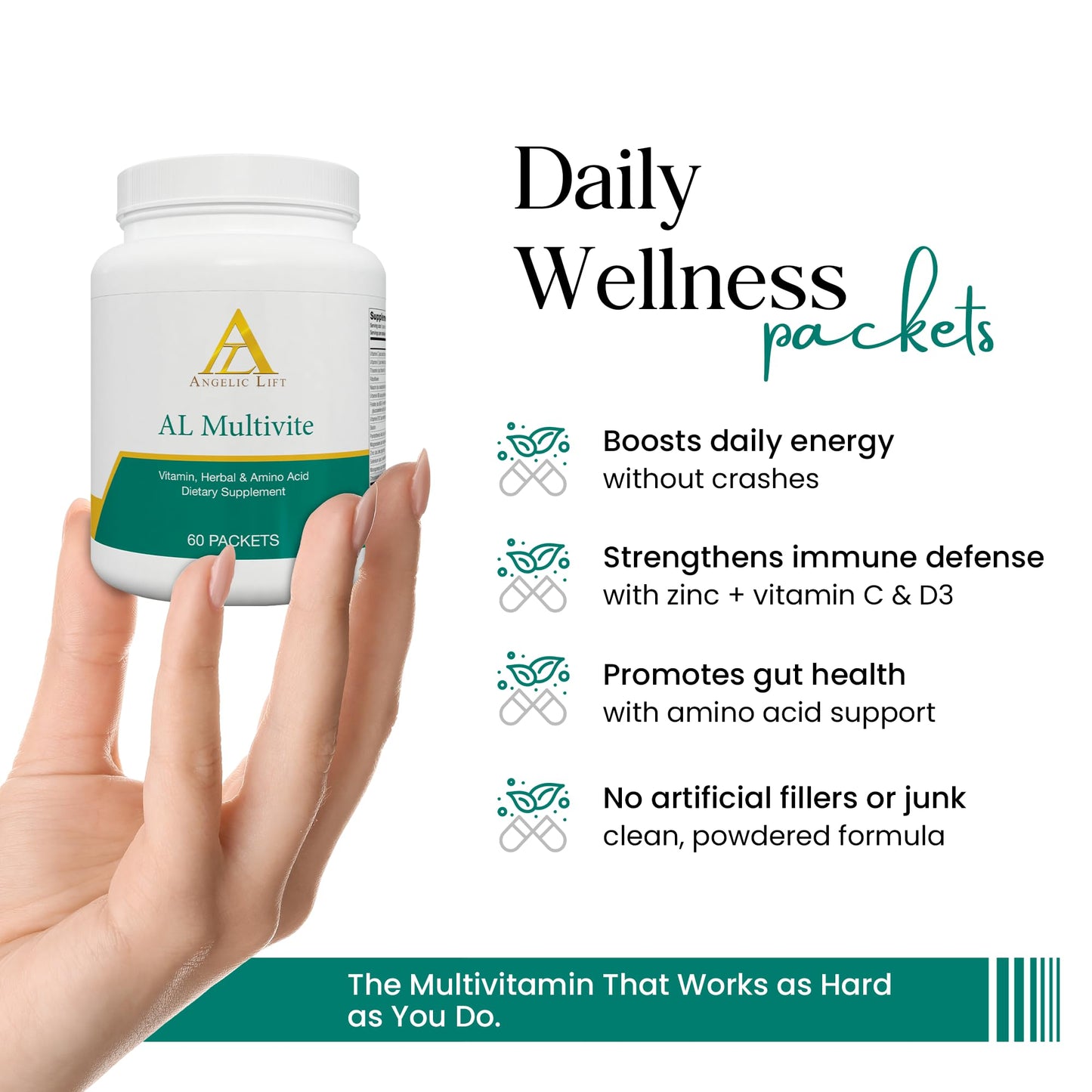 ANGELIC LIFT AL Multivite Daily Multivitamin with Herbal & Amino Acid Complex Energy Immunity & Metabolism Support Capsule 1